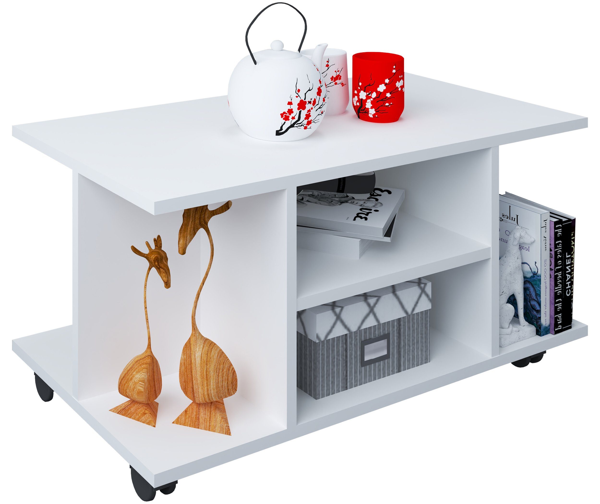 VCM Couchtisch Holz Sofatisch Couchtisch Rollen Findula, Pflegeleicht