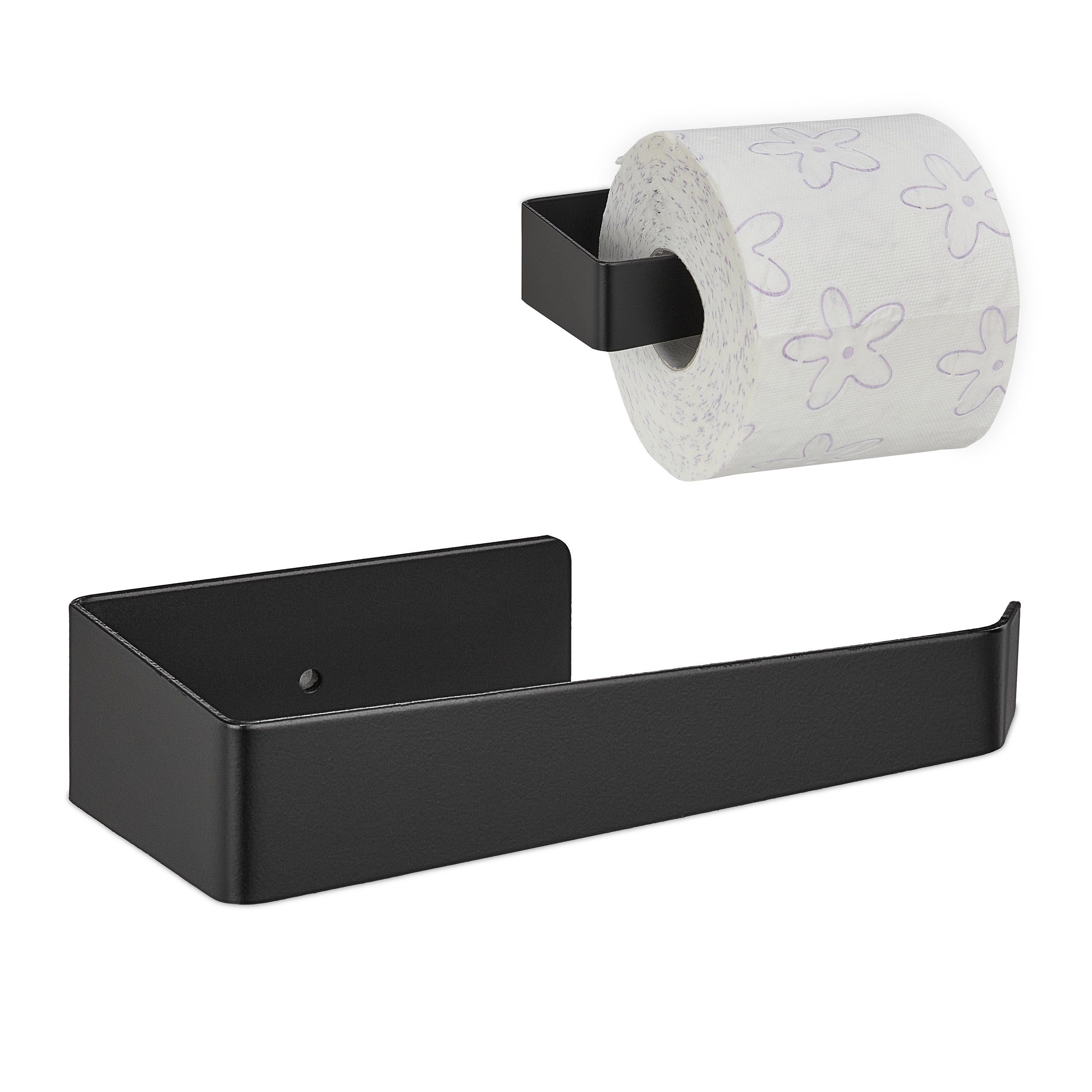 relaxdays Toilettenpapierhalter Toilettenpapierhalter in Schwarz