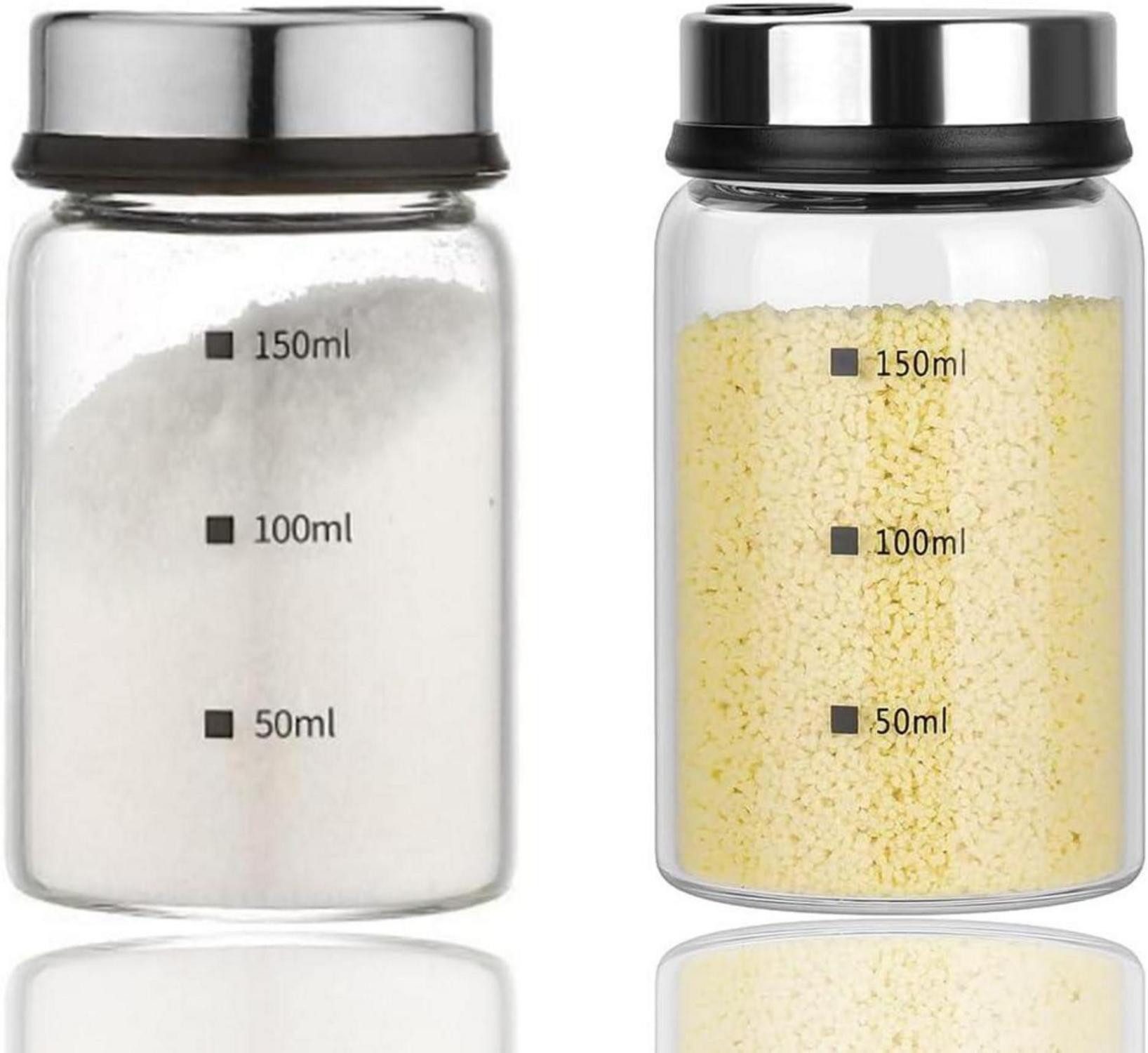 Gläser-Set 2er Set Gewürzgläser Drehdeckel 150ml Borosilikatglas Gewürzstreuer 3
