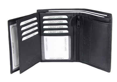 Frentree Geldbörse Echtleder Herren Portemonnaie, mit RFID-Schutz, 11 Kartenfächer, Hochformat Geldbeutel, Schwarz