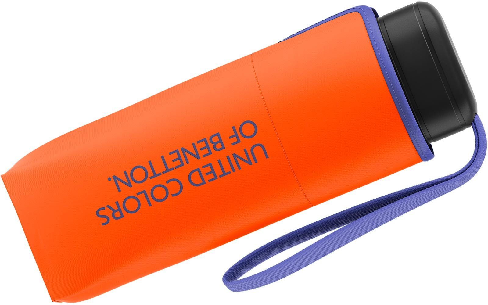 United Colors of Benetton Taschenregenschirm Ultra Mini Flat HW 2023 - red orange, leuchtende Modefarben mit kontrastreichem Saum