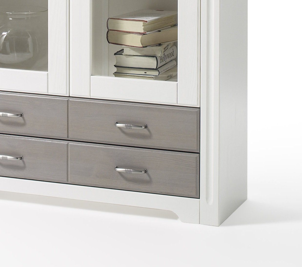 Empinio24 Vitrine Cordoba Breite 106 cm, Kiefer massiv weiss, im Landhausstil – Bild 3 von 5