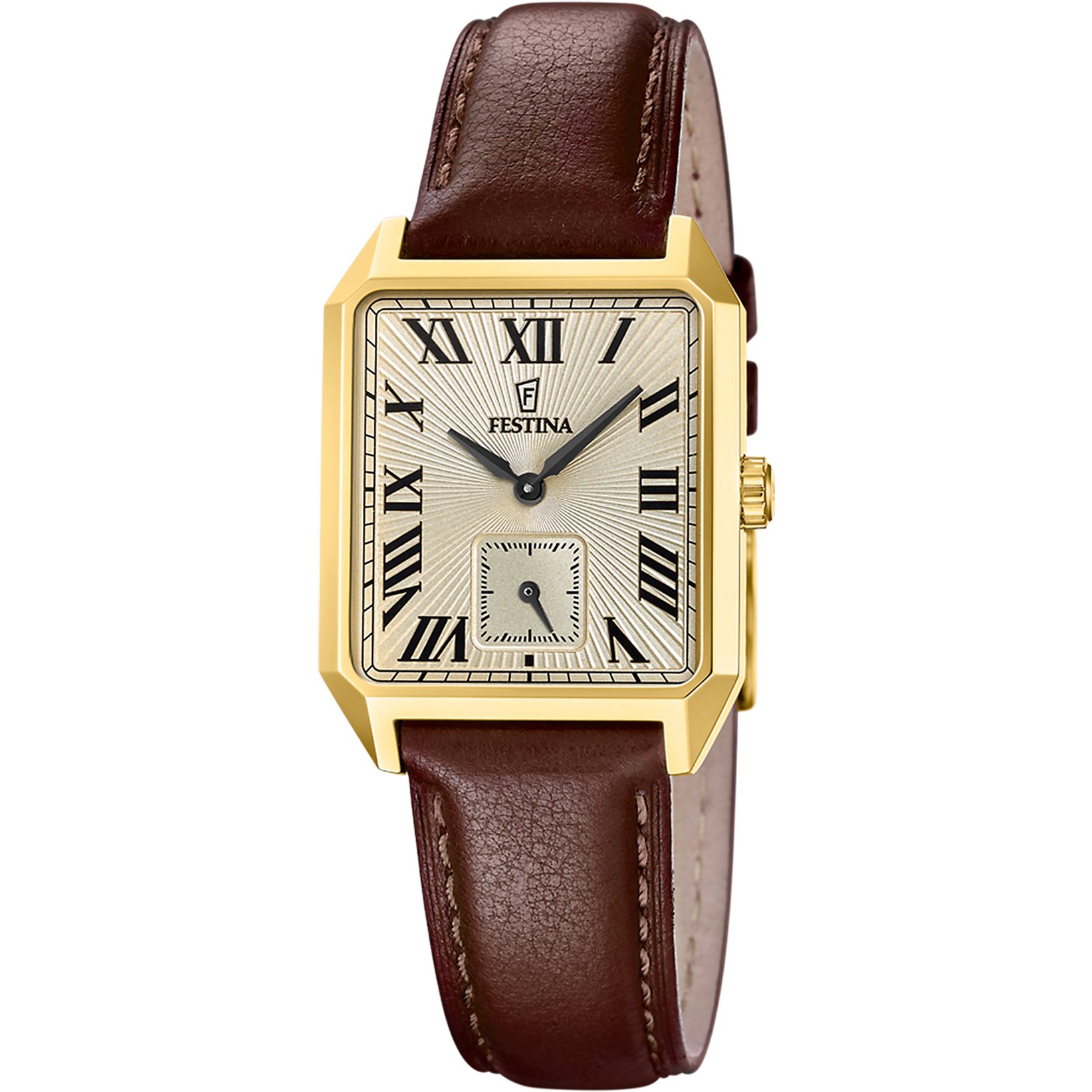 Festina Quarzuhr On the Square F20780_2, Armbanduhr, Damenuhr, Herrenuhr, Lederarmband, analog