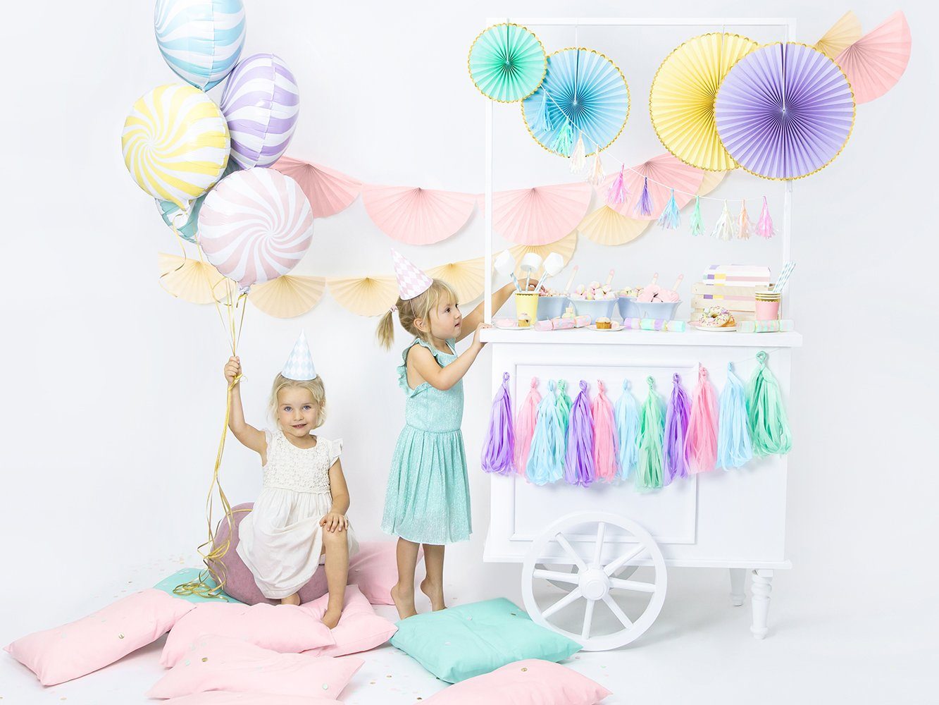 partydeco Papierrosette, Deko Papier Rosetten 23-40cm rosa gold 3er Set