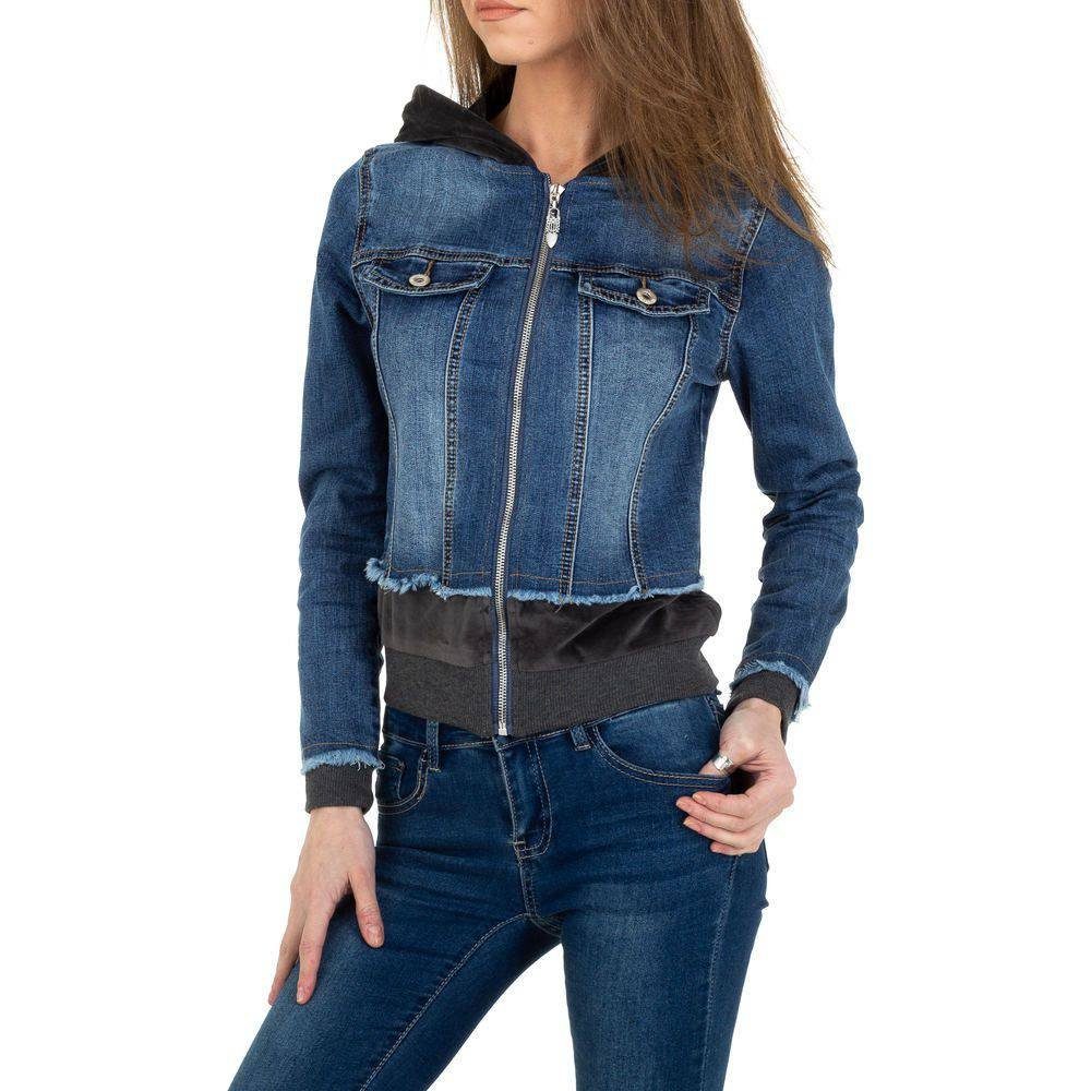 Ital-Design Businessshirt Damen Freizeit Kapuze Jeansjacke in Blau