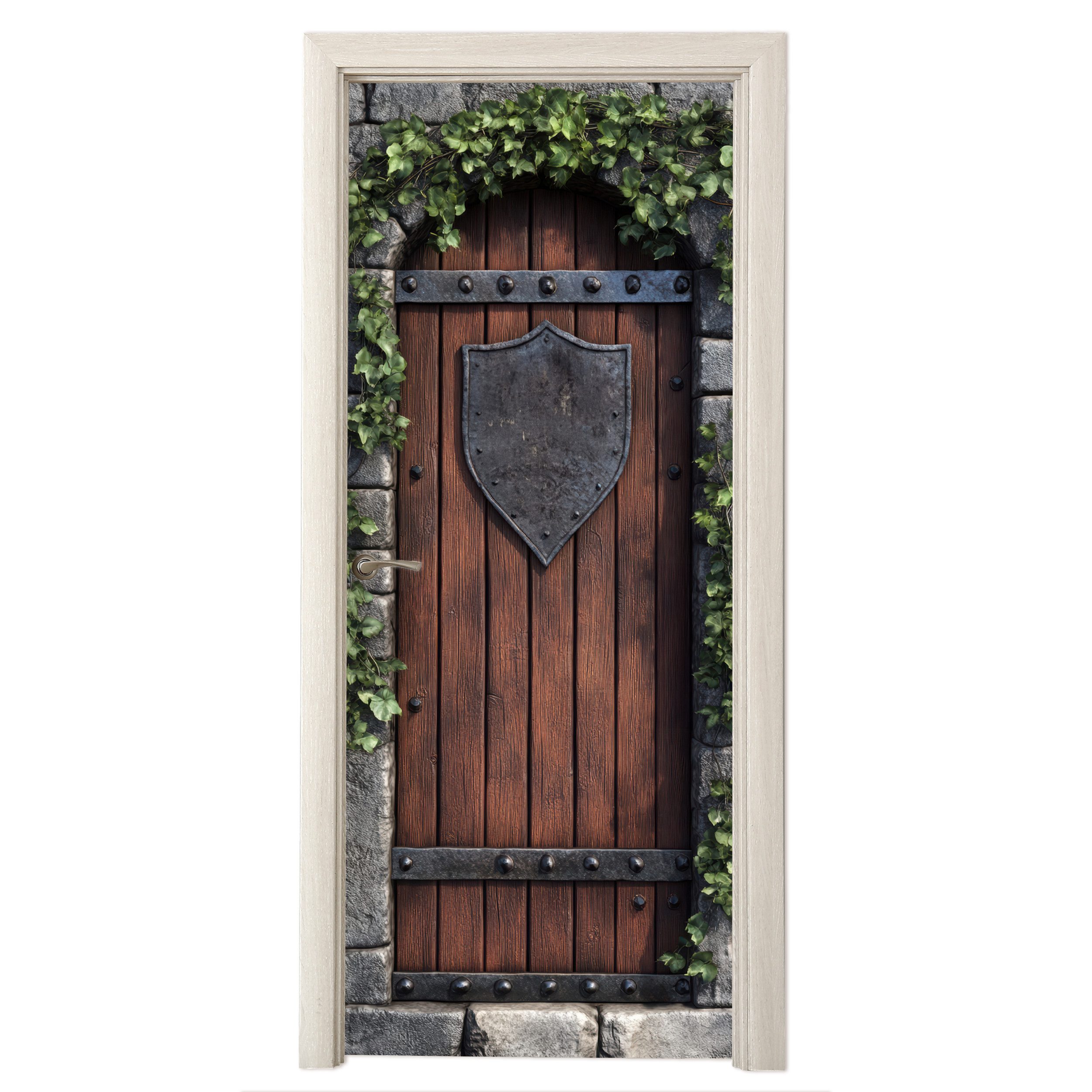 MuchoWow Türtapete Schlosstür - Braun - Stein - Holz - Efeu, Matt, bedruckt günstig online kaufen
