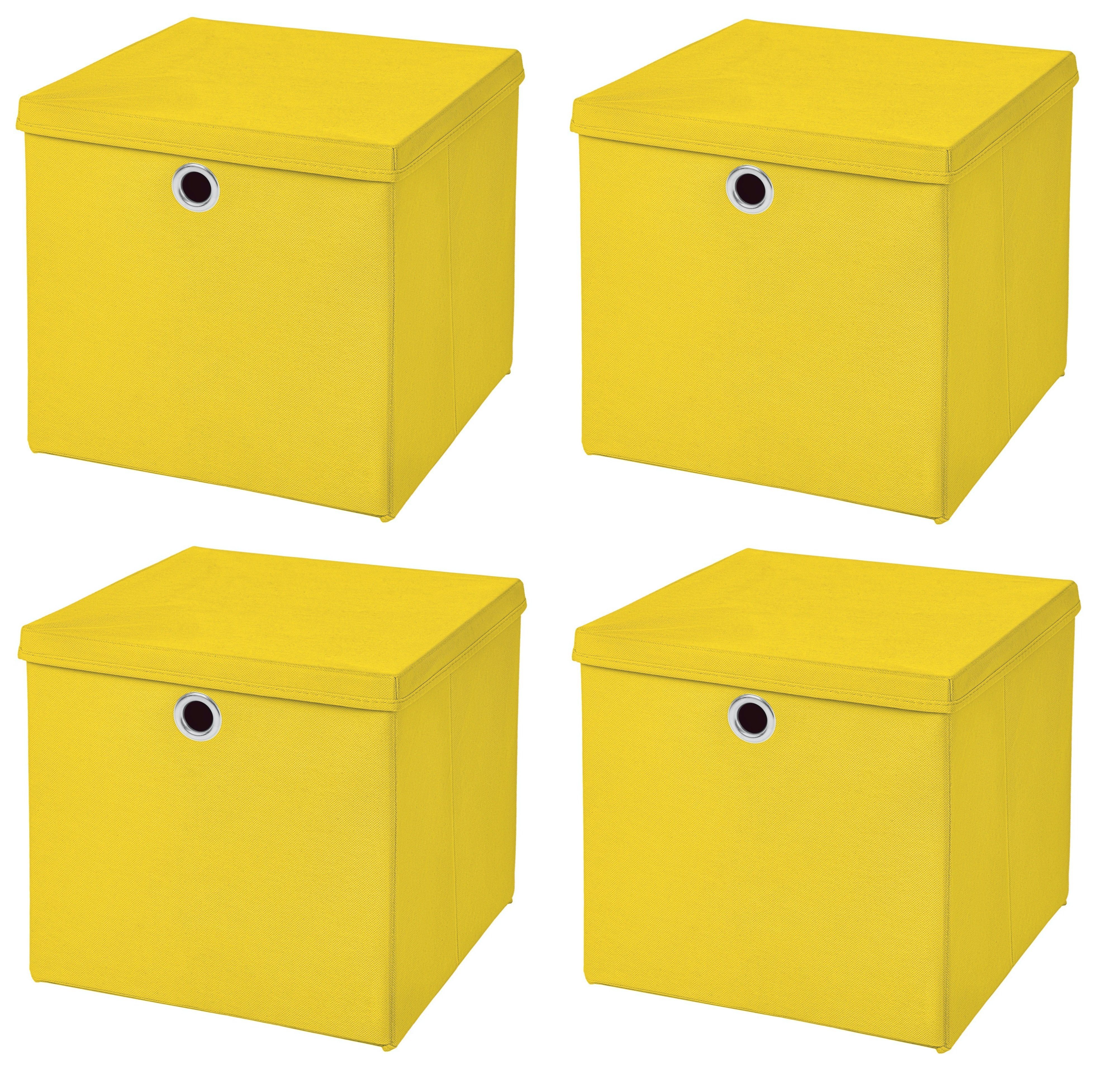 StickandShine Faltbox 4 Stück 32 x 32 x 32 cm Faltbox mit Deckel Stoffbox Aufbewahrungsbox