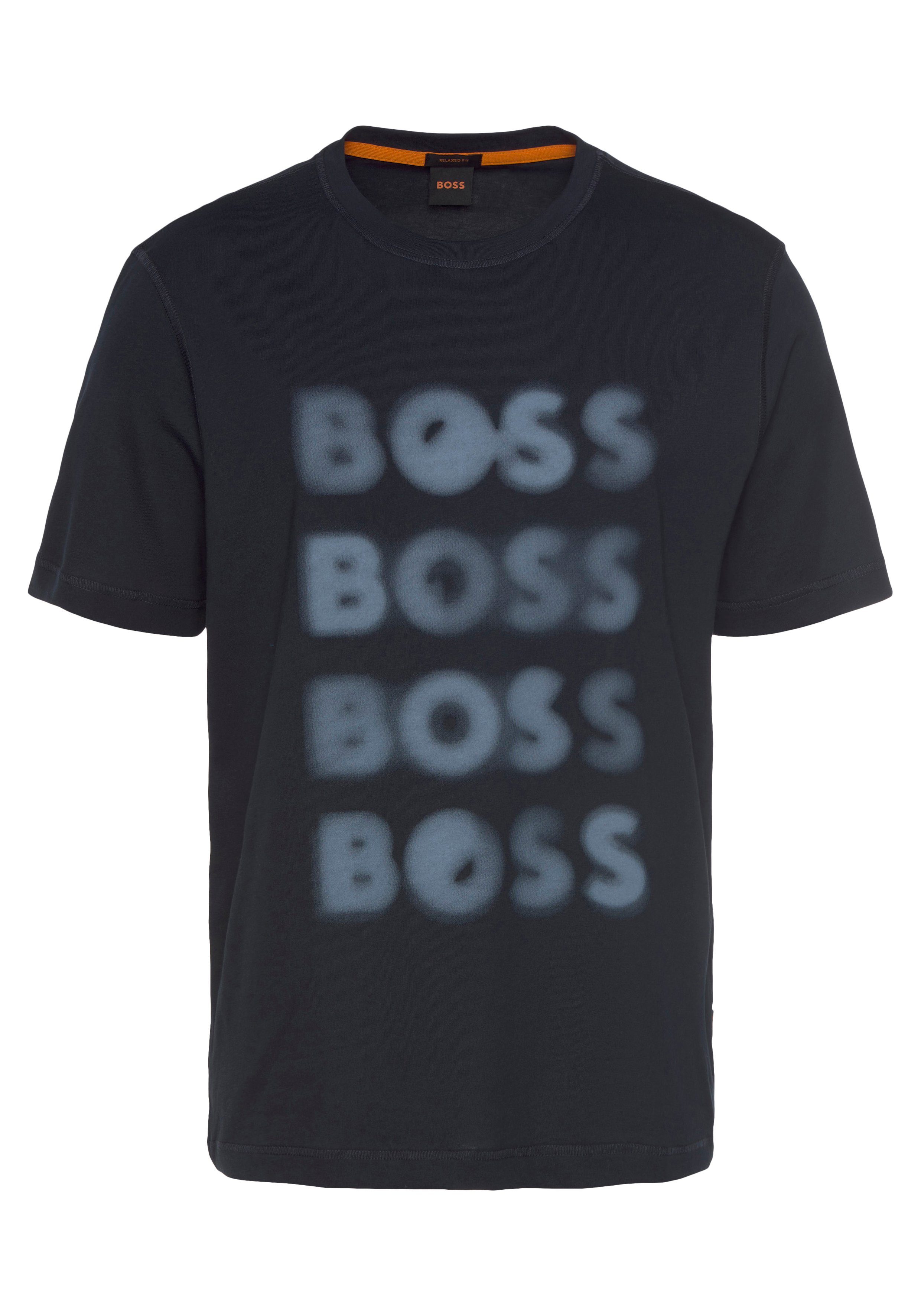 neuer Stil mit Dark BOSS Nahtverzierungen modischen Teetrury ORANGE Blue T-Shirt