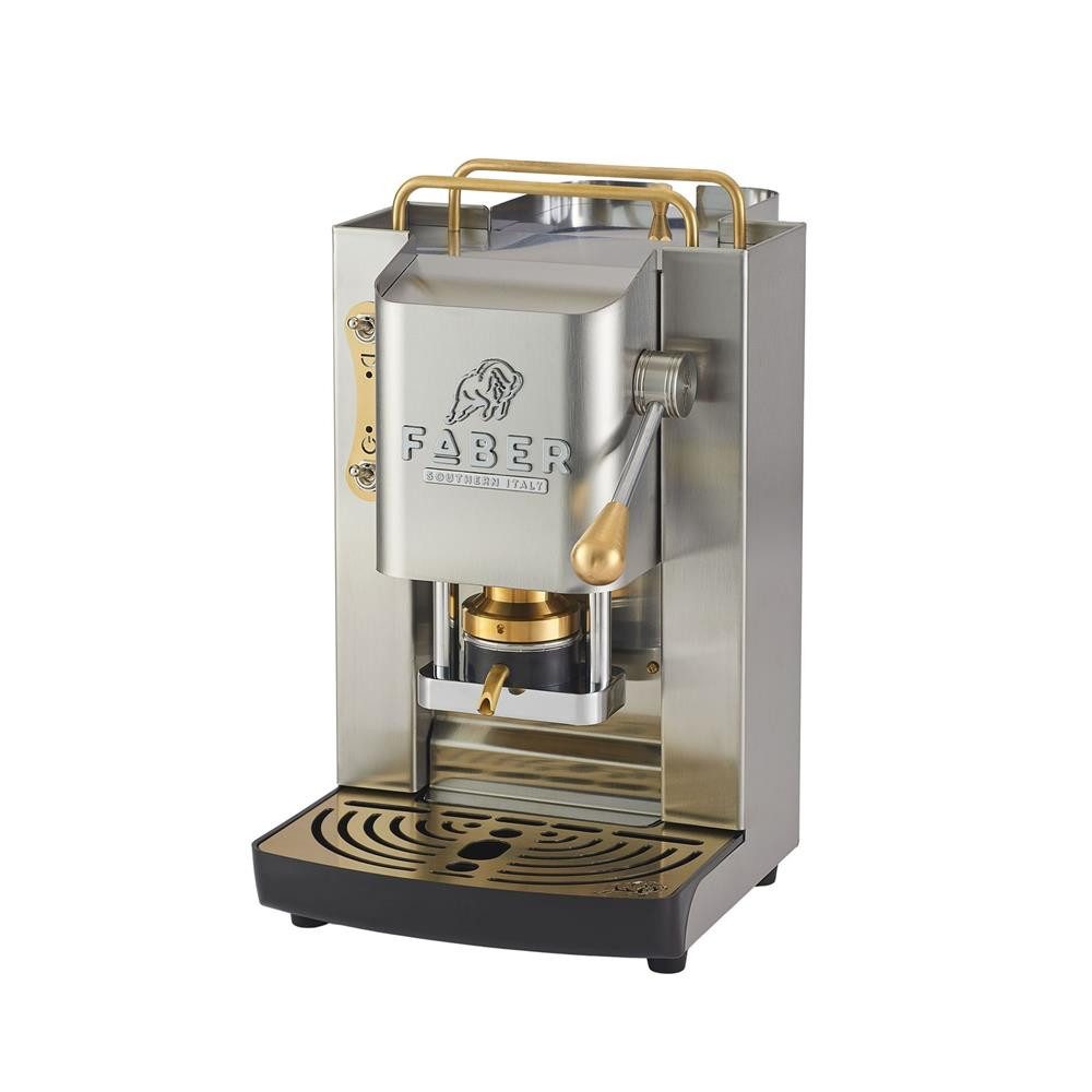 Faber Coffee Machines Espressomaschine Pro Inox Deluxe Matt Satin Kaffeepadmaschine, 44mm ESE Pads, Kompakte und elegante Bauform