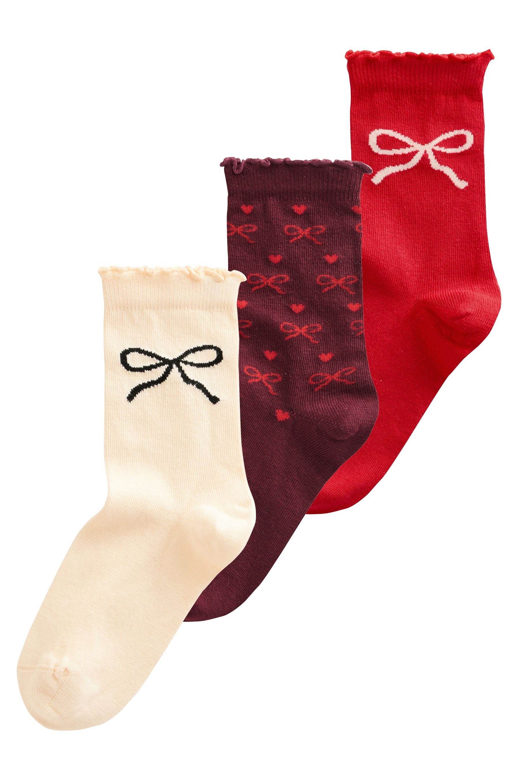 Kurzsocken 3er-Pack Schleifensöckchen mit Baumwolle