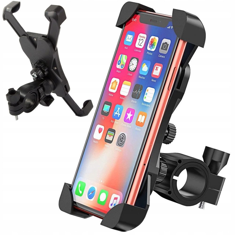VERK GROUP Handy-Halterung Handyhalterung Fahrrad Motorrad Roller Lenker Universal 360°, (1-tlg., 360° drehbar, werkzeuglose Montage)
