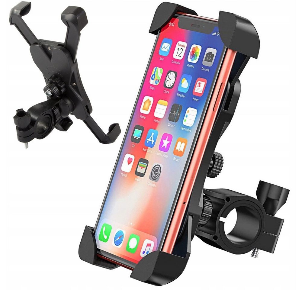 VERK GROUP Handy-Halterung Handyhalterung Fahrrad Motorrad Roller Lenker Universal 360°, (1-tlg., 360° drehbar, werkzeuglose Montage)