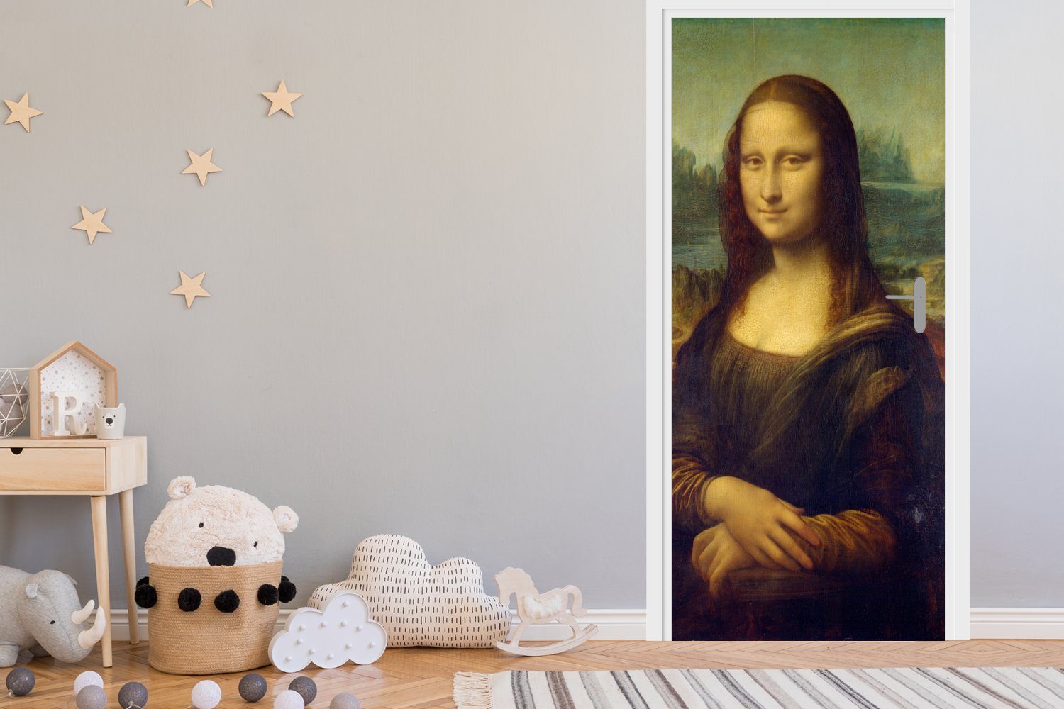 Türtapete Vinci, 75x205 St), Leonardo Lisa MuchoWow Türaufkleber, da Mona Matt, - Fototapete bedruckt, für Tür, (1 cm