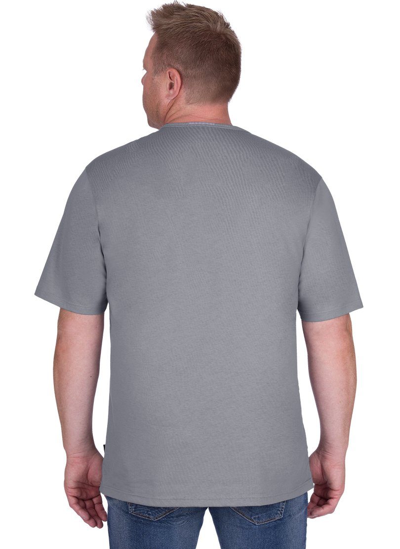 Baumwolle mit TRIGEMA T-Shirt DELUXE Trigema Knopfleiste T-Shirt cool-grey