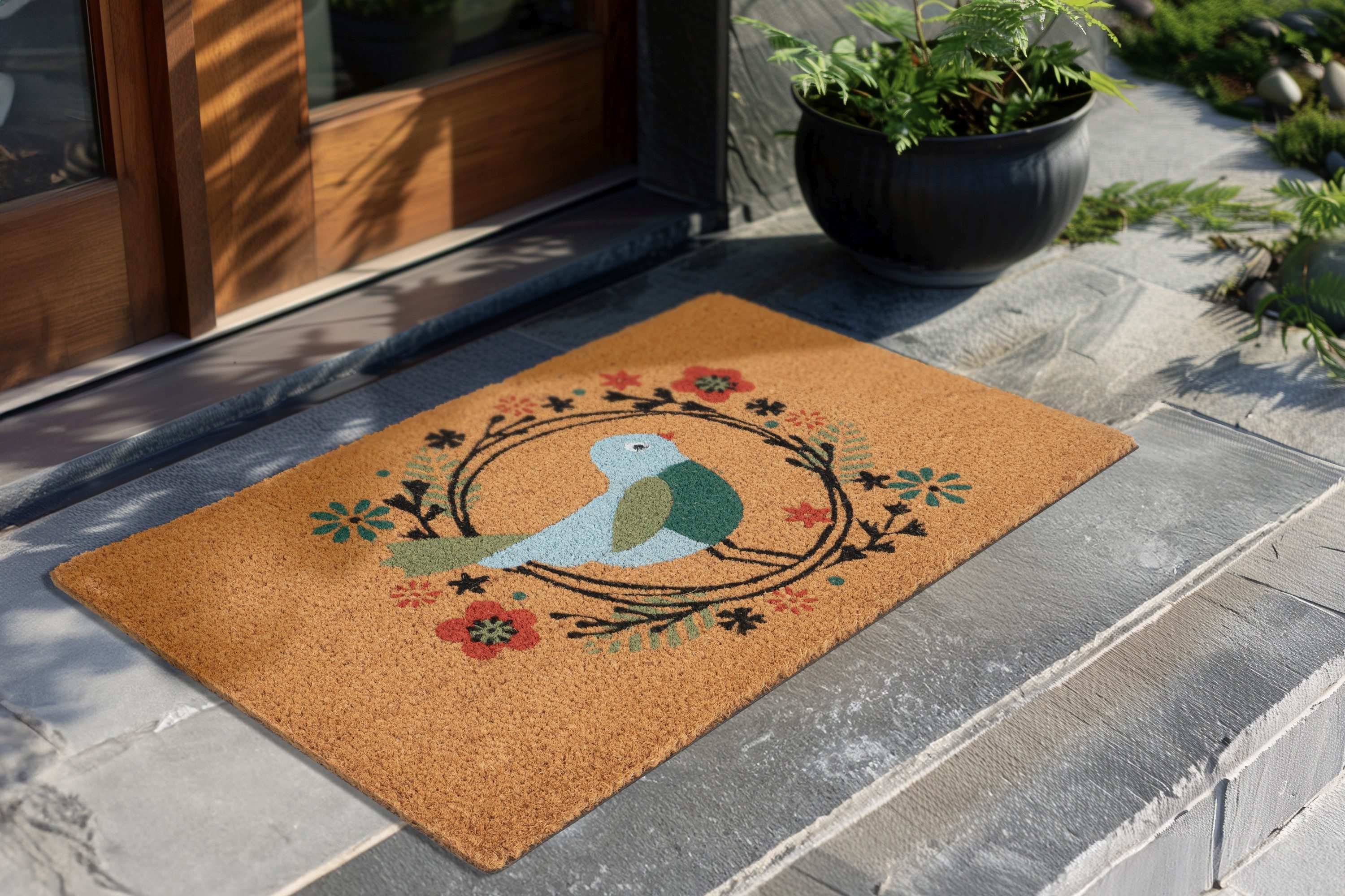 Kayoom Fußmatte Familiy 325, rechteckig, Höhe: 18 mm, Türmatte, Eingang, Kokos, Vogel