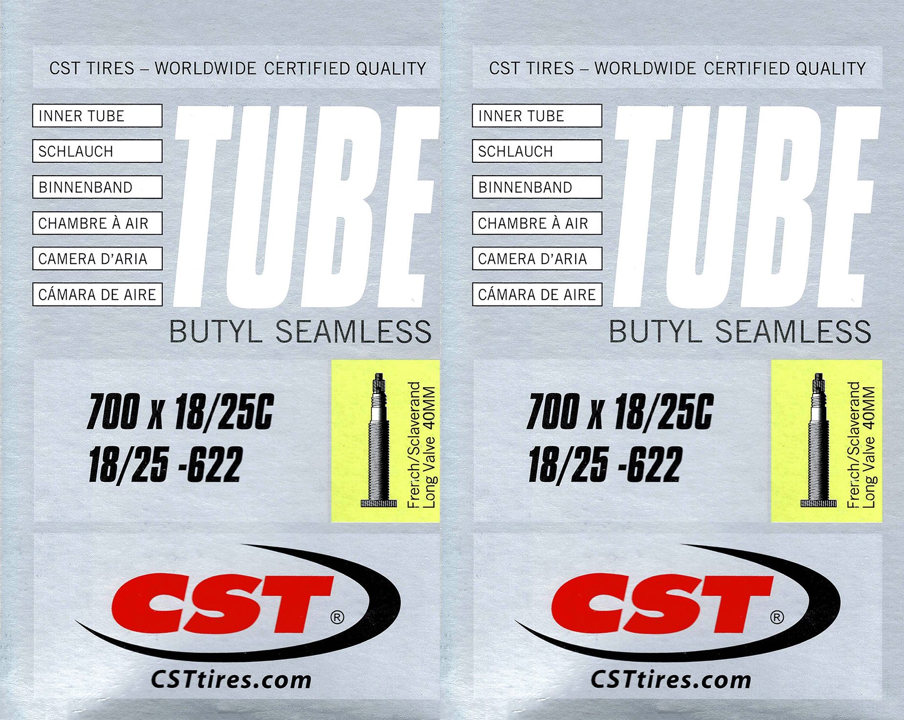 CST Fahrradschlauch 2x CST Rennrad Schlauch 28 Zoll SV 40 mm Sclaverand 18/25-622, (2-St)