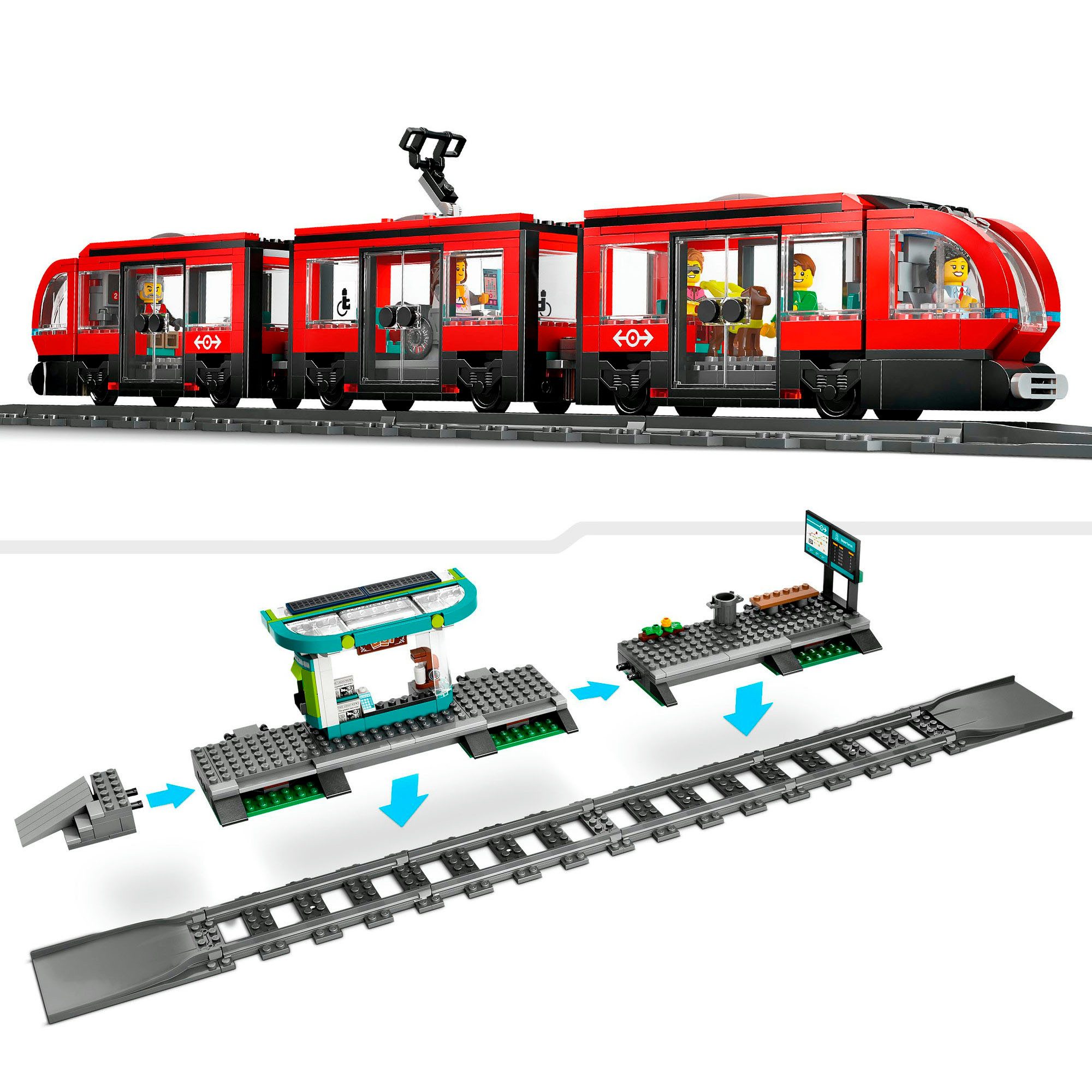 LEGO® Straßenbahn mit Haltestelle (60423), LEGO City Konstruktionsspielsteine, (811 St), Made in Europe – Bild 4 von 5