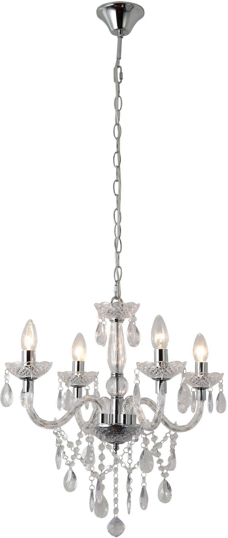 SalesFever Kronleuchter Matteo, ohne Leuchtmittel, 4 Flammen aus Acryl-Glas