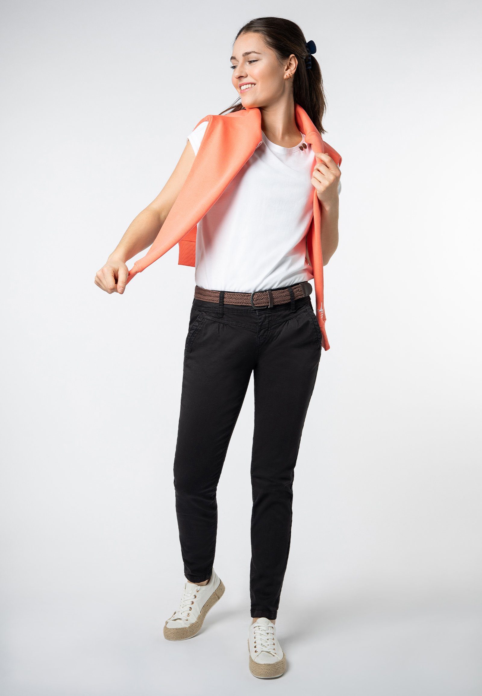 SUBLEVEL Chinohose Chino Hose mit Gürtel Flechtgürtel inklusive, Chino Hose