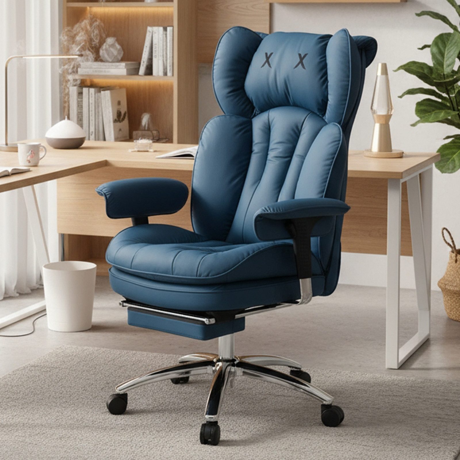 EFOMAO Bürostuhl Schreibtischstuhl, Gaming-Stuhl, Chefsessel mit Fußstütze, ergonomisch (1 St), mit 90°-135° Liegefunktion, höhenverstellbare Armlehnen