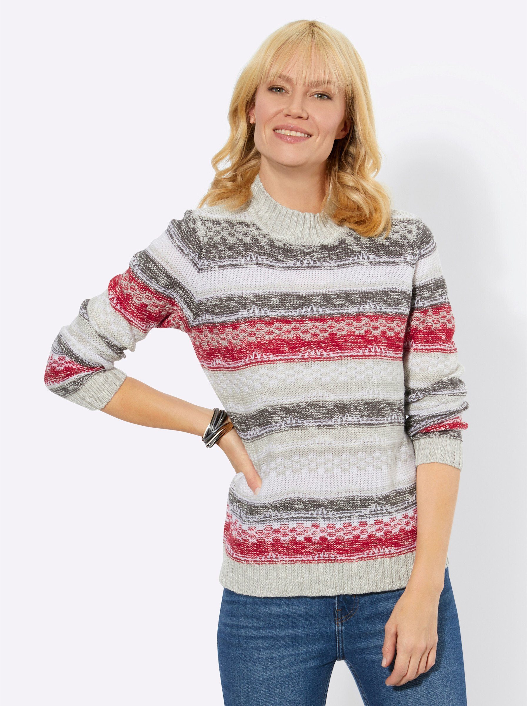 Strickpullover Pullover Langarm Links-Strick