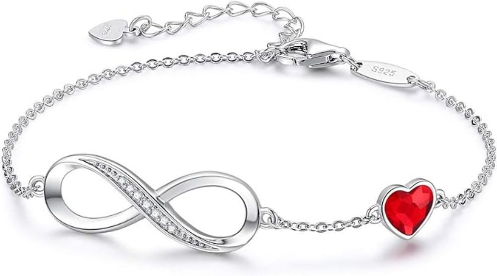 Fivejoy Armkette Infinity Armband Damen 925 Sterling Silber (Unendlichkeit Herz Armbänder, Kristallen Verstellbar Armkette), Geschenk für Sie Frauen Freundin mama