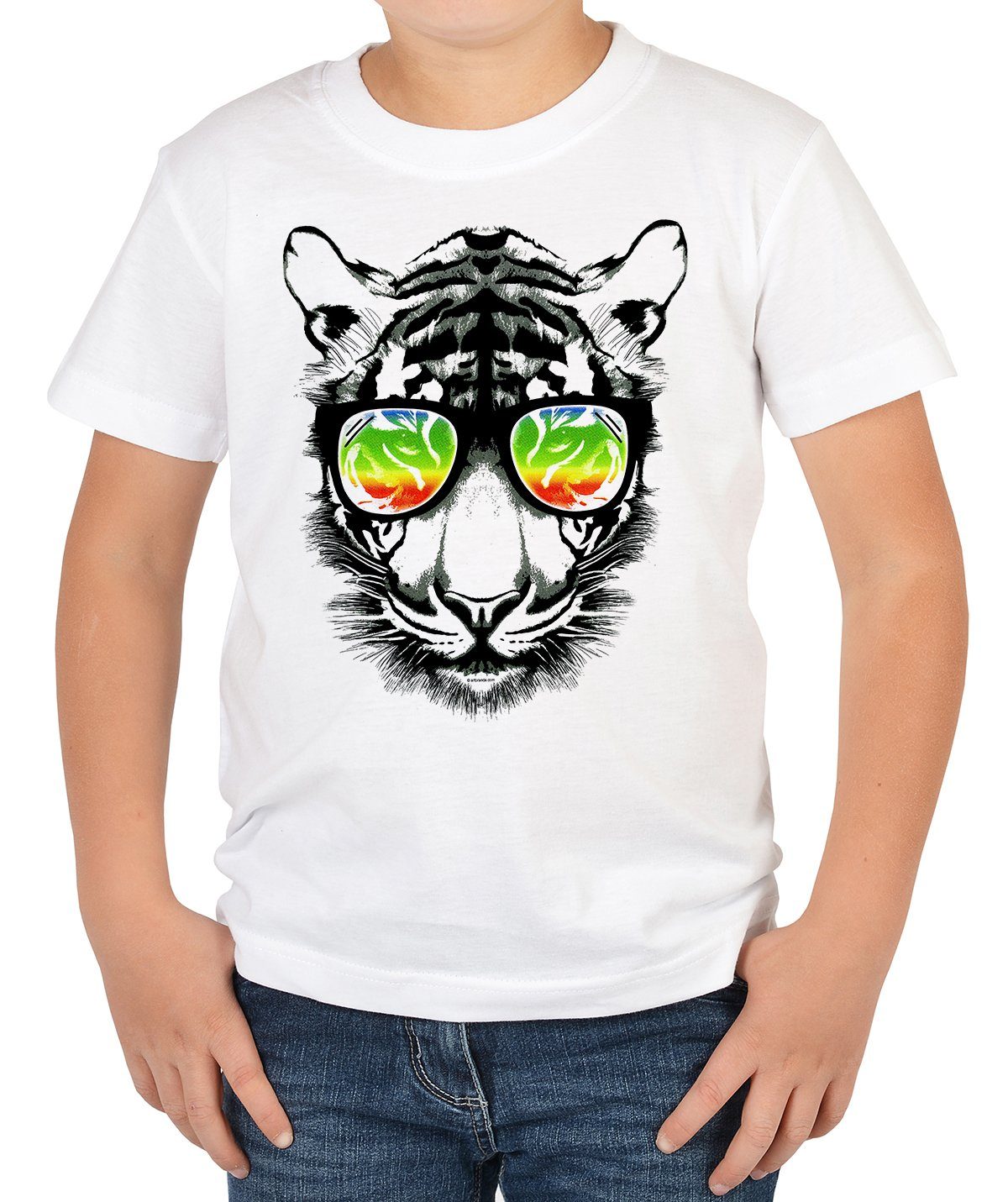 Tini - Shirts Print-Shirt Kindershirt Retro Tiger für : Tiger buntes Tigershirt Kinder Motiv