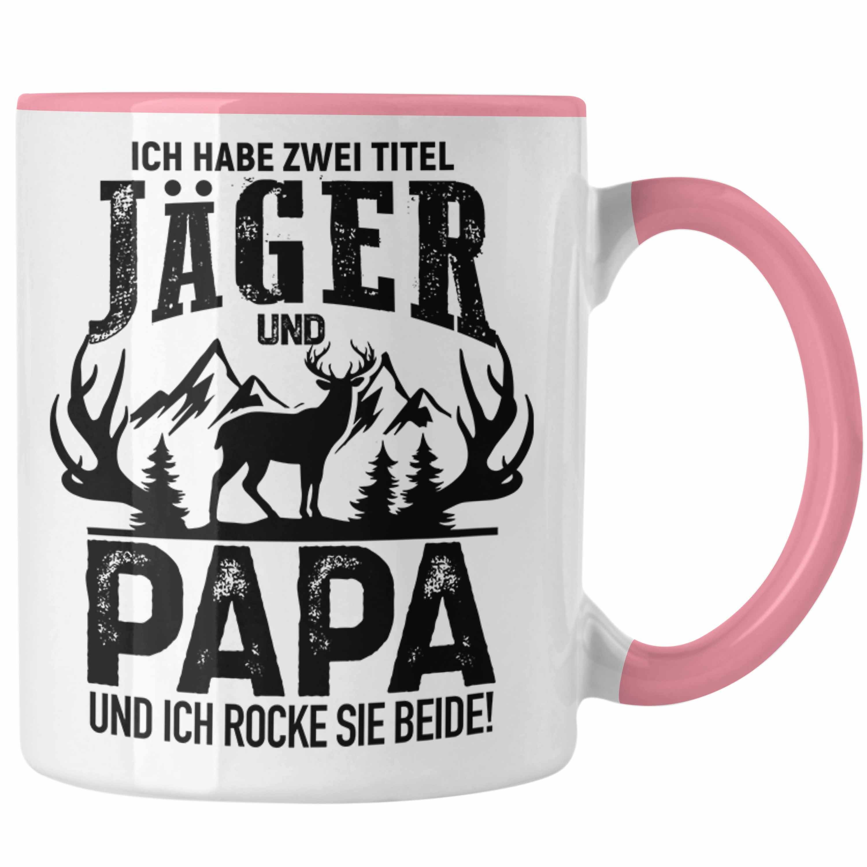 Trendation Tasse Trendation - Jäger und Papa Geschenk Tasse Vatertag Geschenkidee für Jäger Männer Spruch Rosa