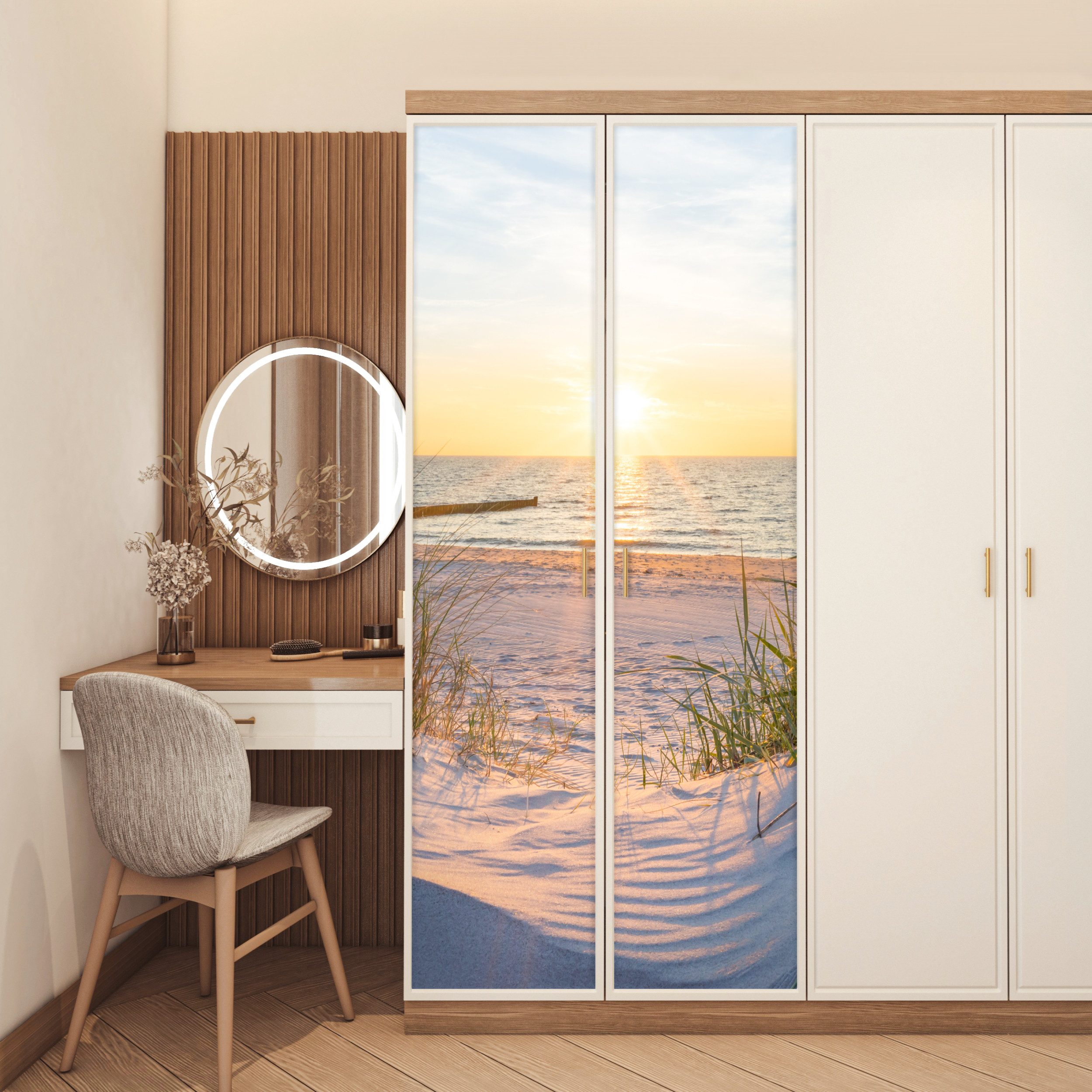 MuchoWow Türtapete Strand - Sonne - Düne - Gras - Sand - Horizont, Matt, bedruckt, (1 St), Selbstklebende Tapete, Folie für Möbel, 70x215 cm – Bild 5 von 5