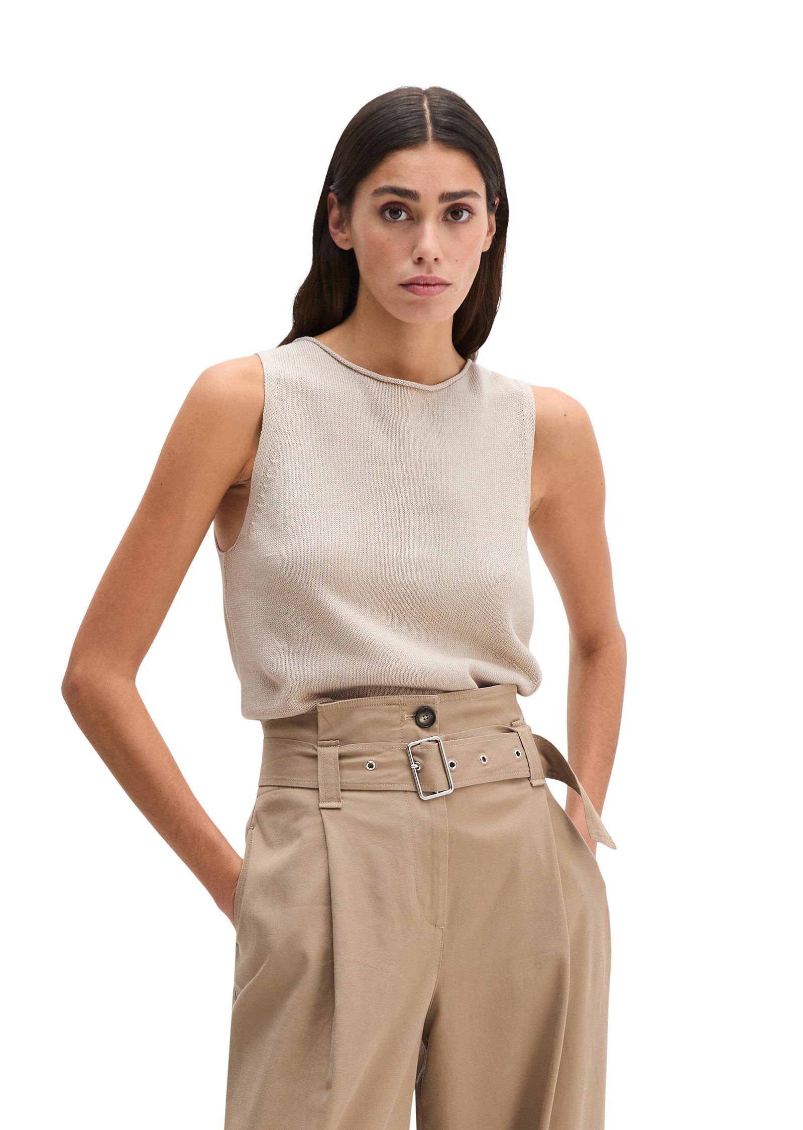 Marc O'Polo Kurzarmpullover aus Organic Cotton-Leinen-Mix