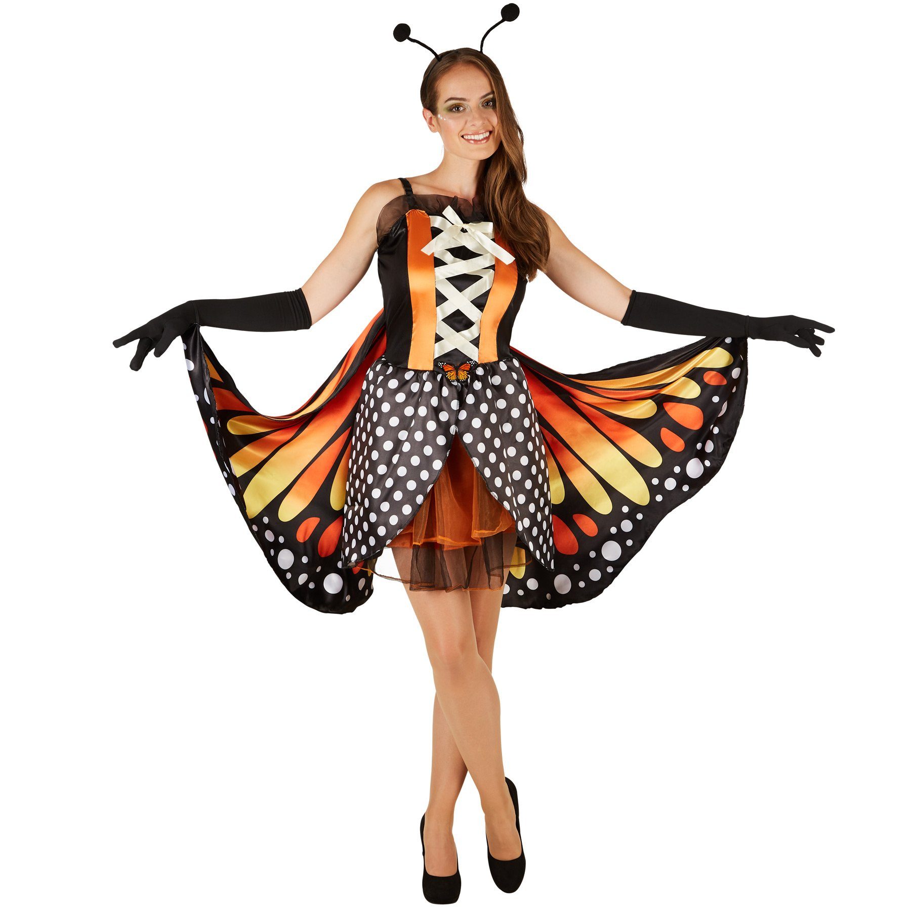 dressforfun Kostüm Frauenkostüm Schmetterling großer Feuerfalter, Große, bunte Flügel