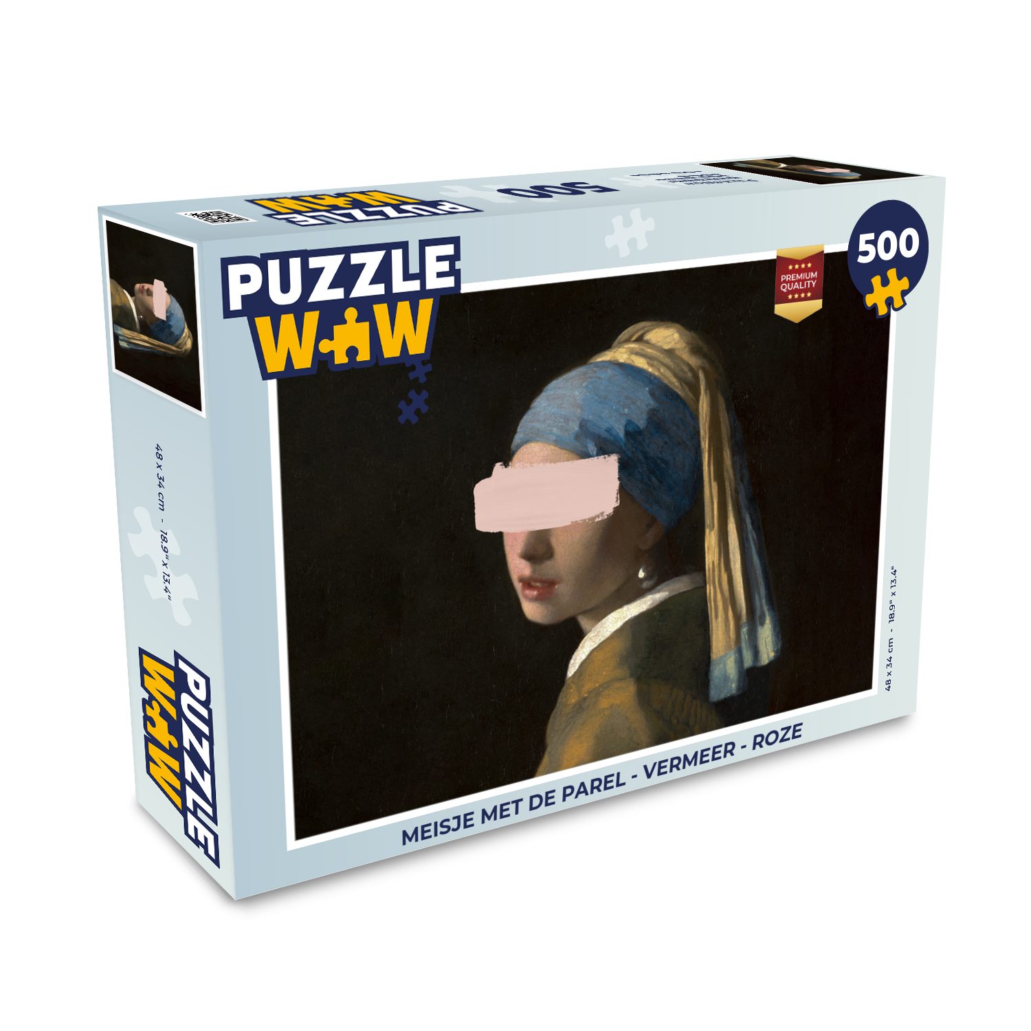 MuchoWow Puzzle Das Mädchen mit dem Perlenohrring - Vermeer - Rosa, 500 Puzzleteile, Foto-Puzzle, Bilderrätsel, Puzzlespiele, Spielzeug
