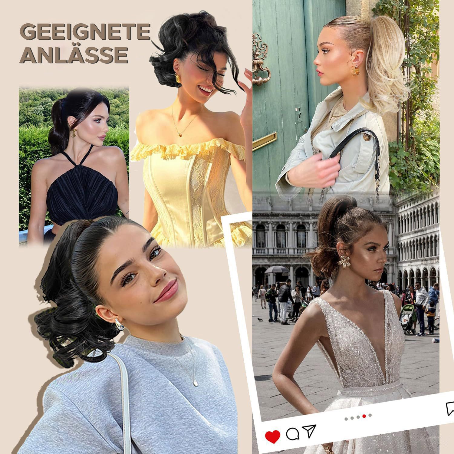 Refttenw Kunsthaarperücke Ponytail Clip Extension,Haarverlängerungen,Haarteile für Frauen,35 cm