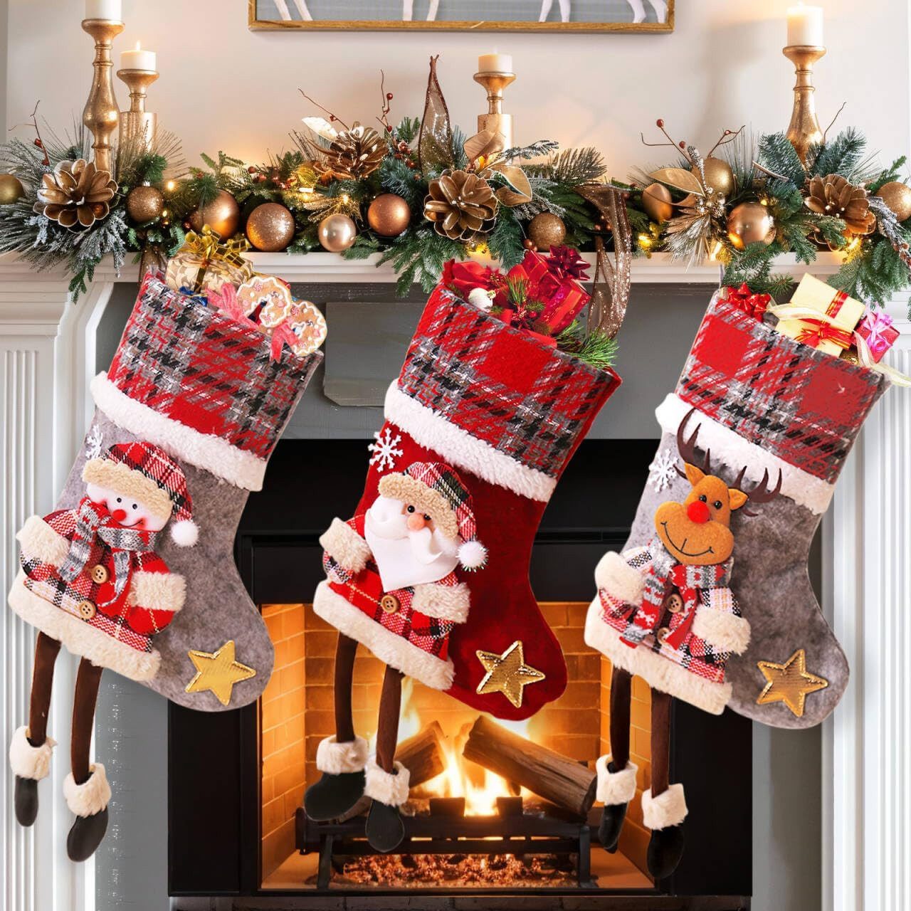 FOUORTUNATE-BEE Dekohänger 3er Set Nikolausstrumpf Kinder Klein Weihnachtss günstig online kaufen