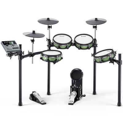 Donner E-Drum E-Schlagzeuge DED-500 Elektronisches Schlagzeug Professional,Set, mit Branchenstandardnetzköpfen BD Pedal, Bassdrumturm