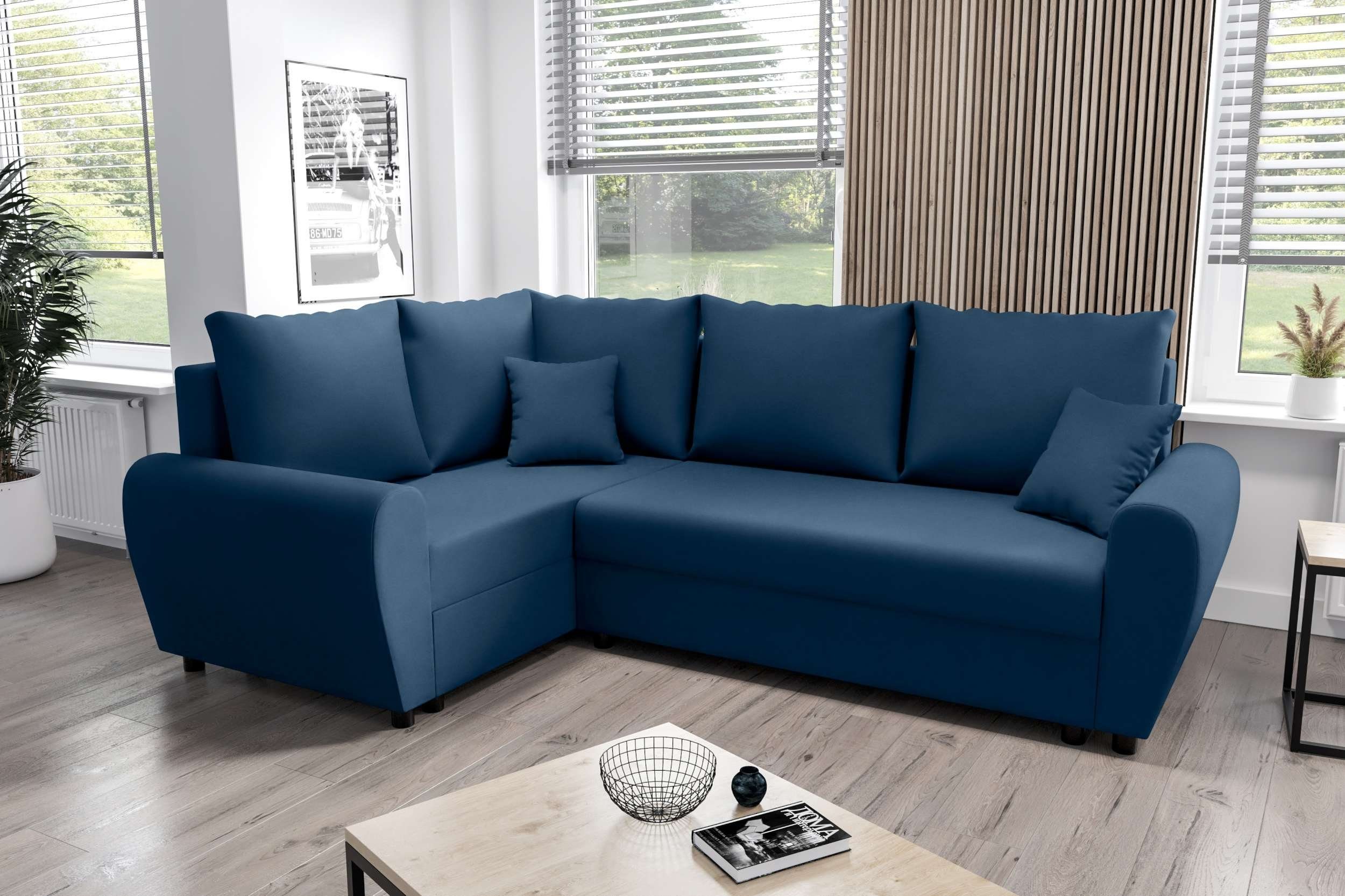 Stylefy Ecksofa Valence, Design L-Form, Sofa, Eckcouch, Modern mit Sitzkomfort, mit Bettfunktion, Bettkasten