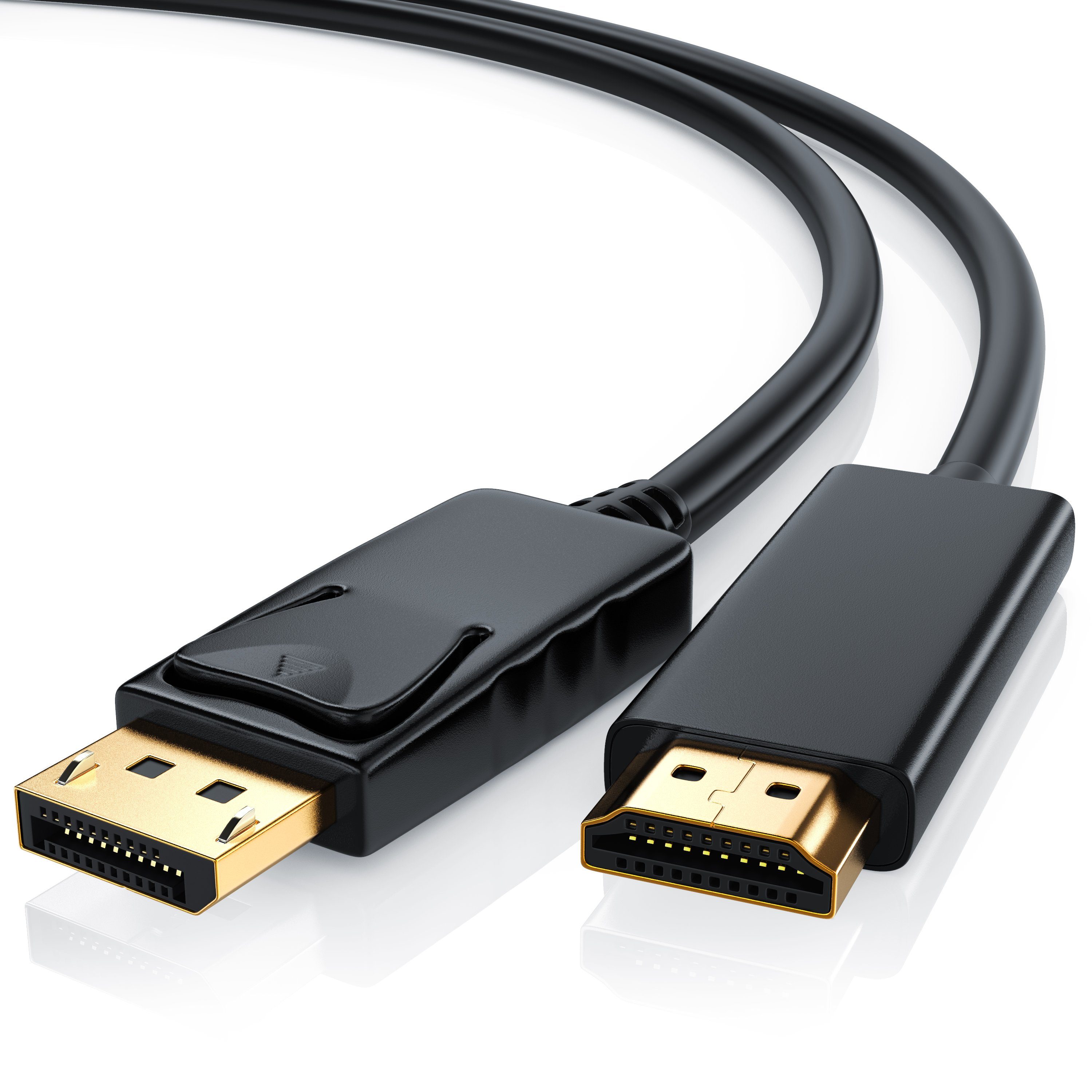 CSL DP Monitor Kabel mit Audioübertragung - 2m Audio- & Video-Kabel, DisplayPort, HDMI, (200 cm), für Gaming-Monitor und PC, flüssige, gestochen scharfe Bildwiedergabe