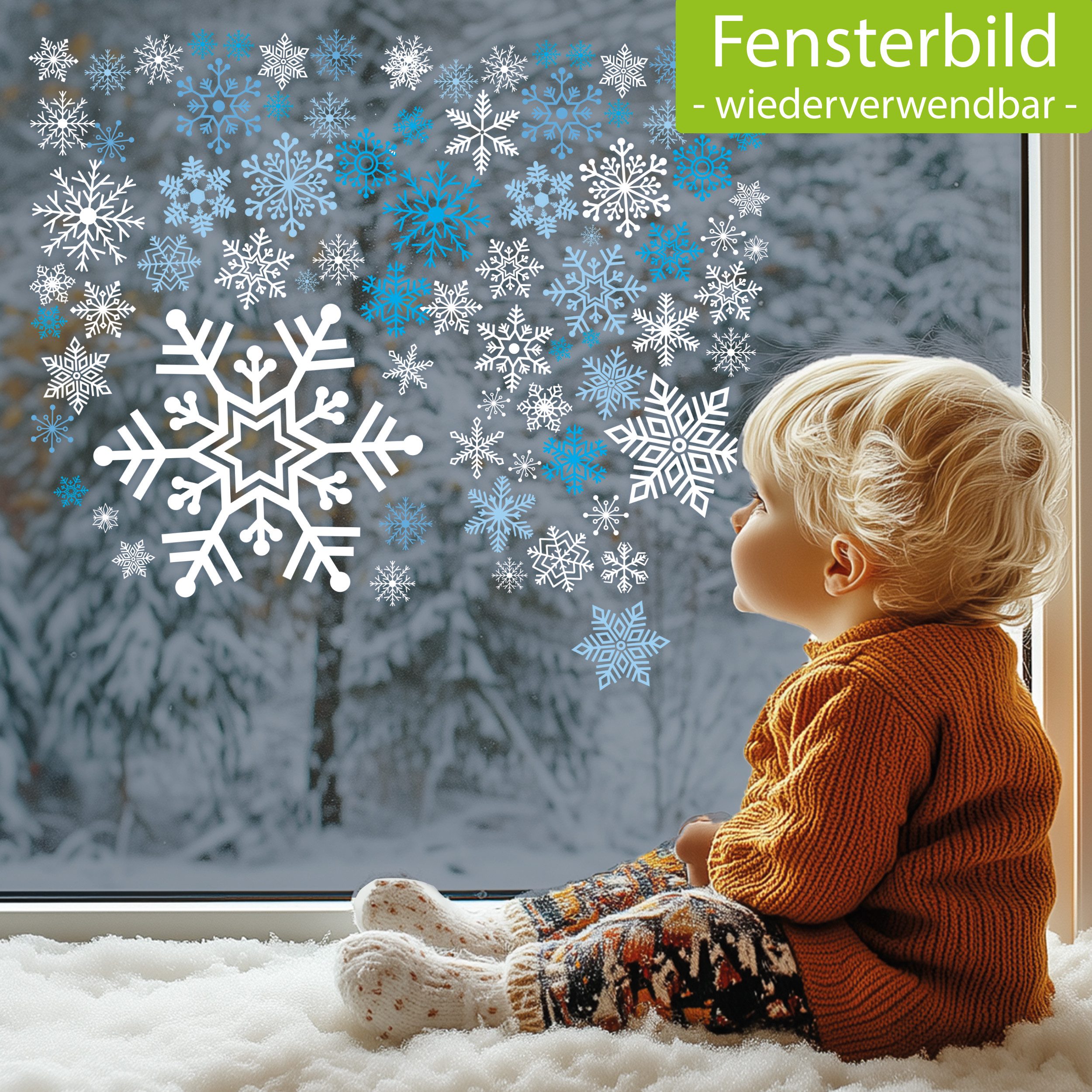 Sunnywall Fensterdekoration Kinderzimmer Fensterbild Winter Schneeflocken, günstig online kaufen
