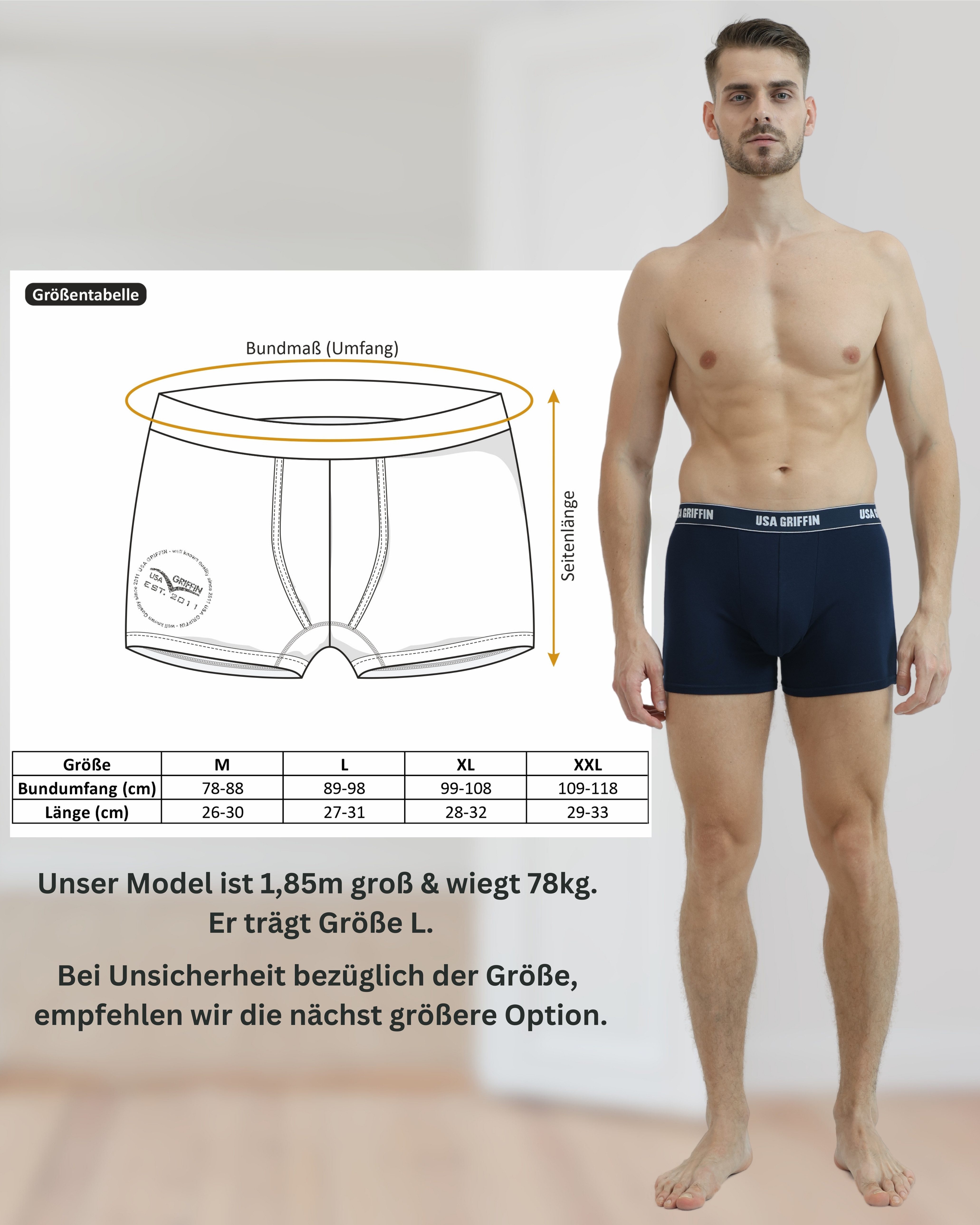 USA Griffin Boxershorts Herren Unterhosen (SET, 3er Pack) Stretchmaterial – Bild 5 von 5
