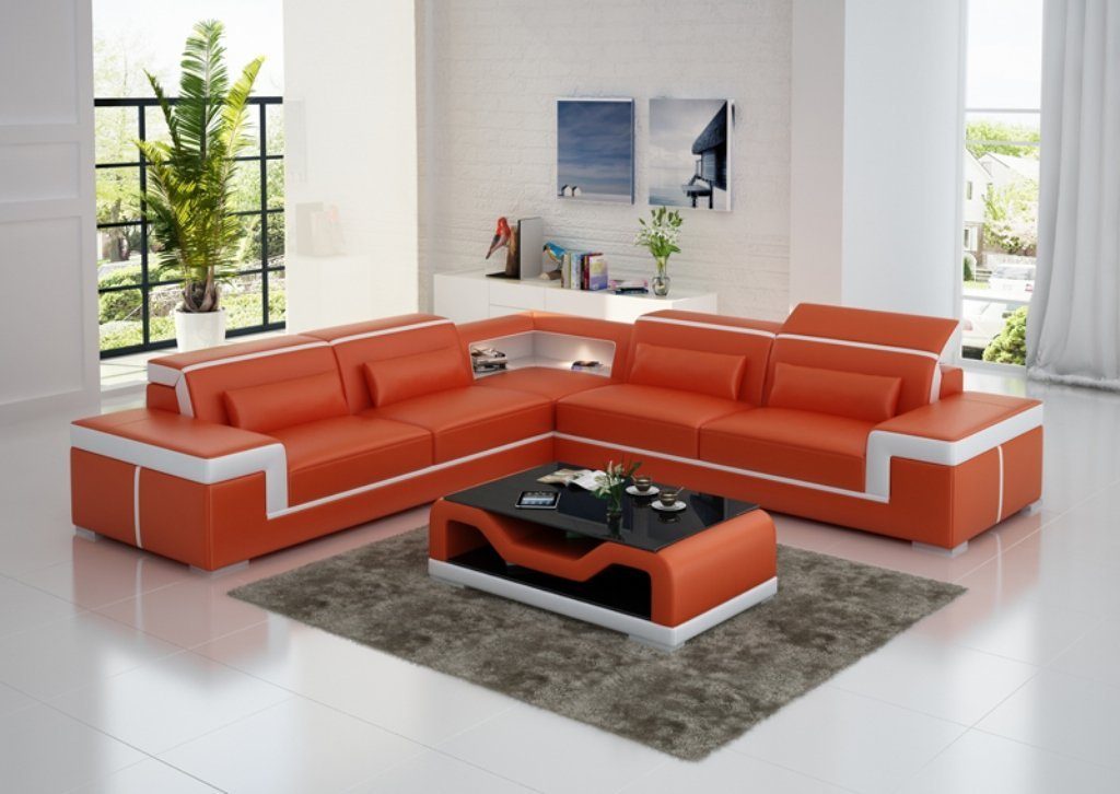 JVmoebel Ecksofa, Ecksofa Sofa Couch Polster Design Wohnlandschaft Eck Design Orange