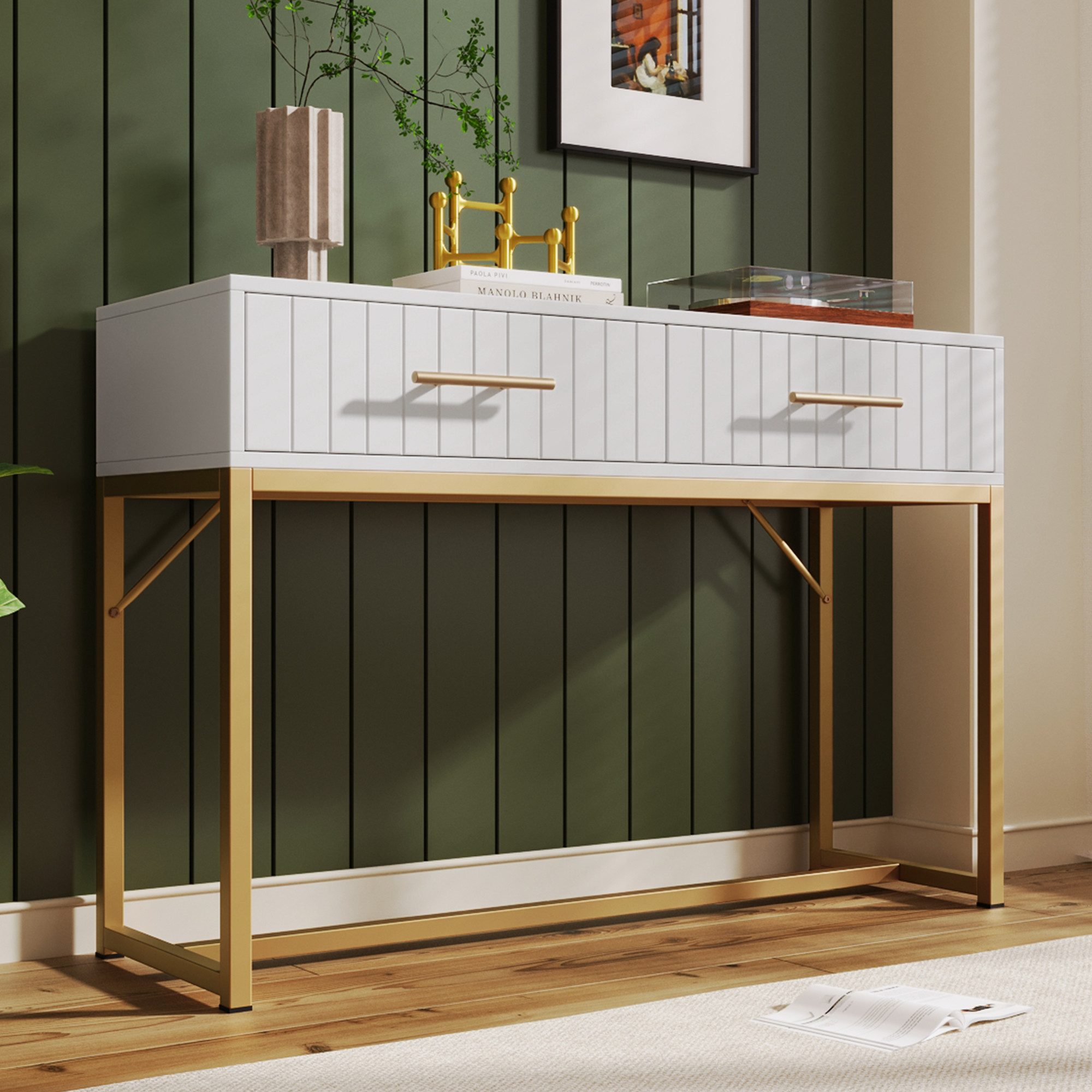 Flieks Schminktisch, Sideboard mit 2 Schubladen 100x45x75cm