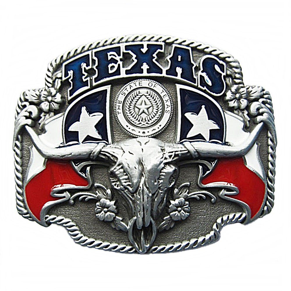 Westernlifestyle Gürtelschnalle Buckle Gürtelschliesse für Wechselgürtel Longhorn Texas Lone Star
