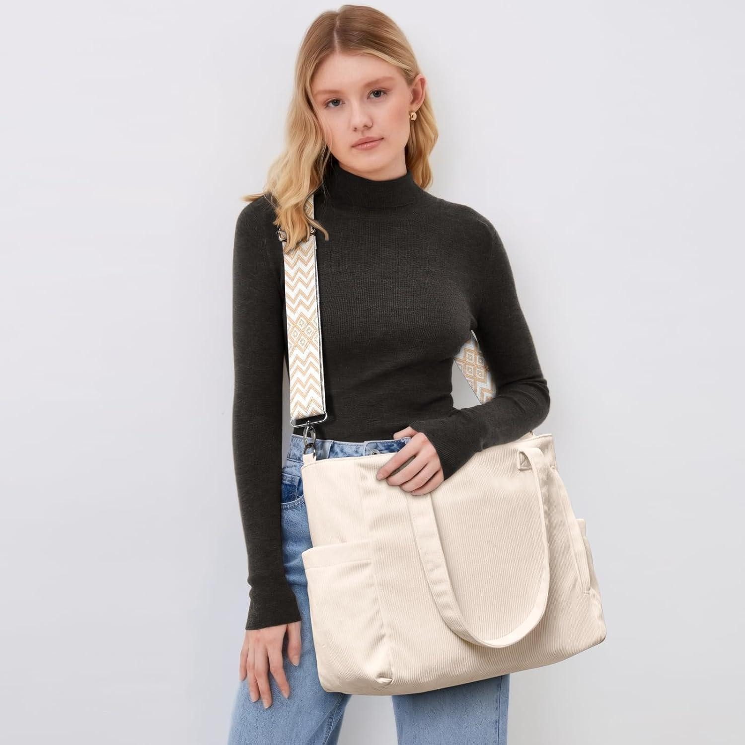 LuxusKollektion Shopper Cord Tote Bag Damen Umhängetasche Schultertasche Cr günstig online kaufen