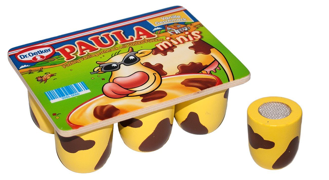 Chr. Tanner Spiellebensmittel Paula Minis aus Holz 6er-Pack für Kaufladen, (7-tlg), Becher durch Klettverschluss abnehmbar