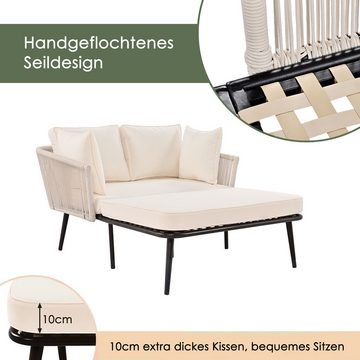 REDOM Gartenlounge-Set Gartensofa, (2 Kissen, 2 Polster), mit abnehmbar Kissen,Sonnenliege im Außenbereich