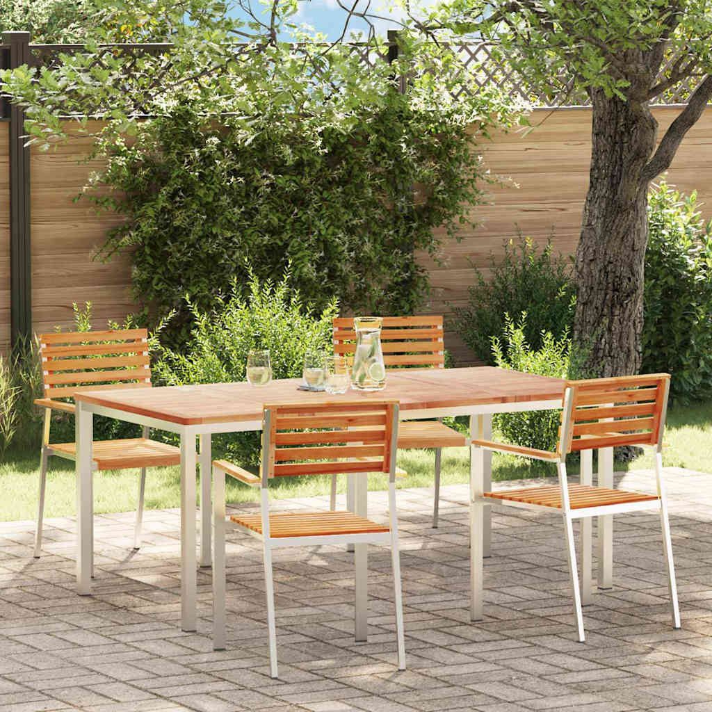 vidaXL Gartenlounge-Set Garten Essgruppe 5 Stk. Massives holz und Edelstahl, (5-tlg)