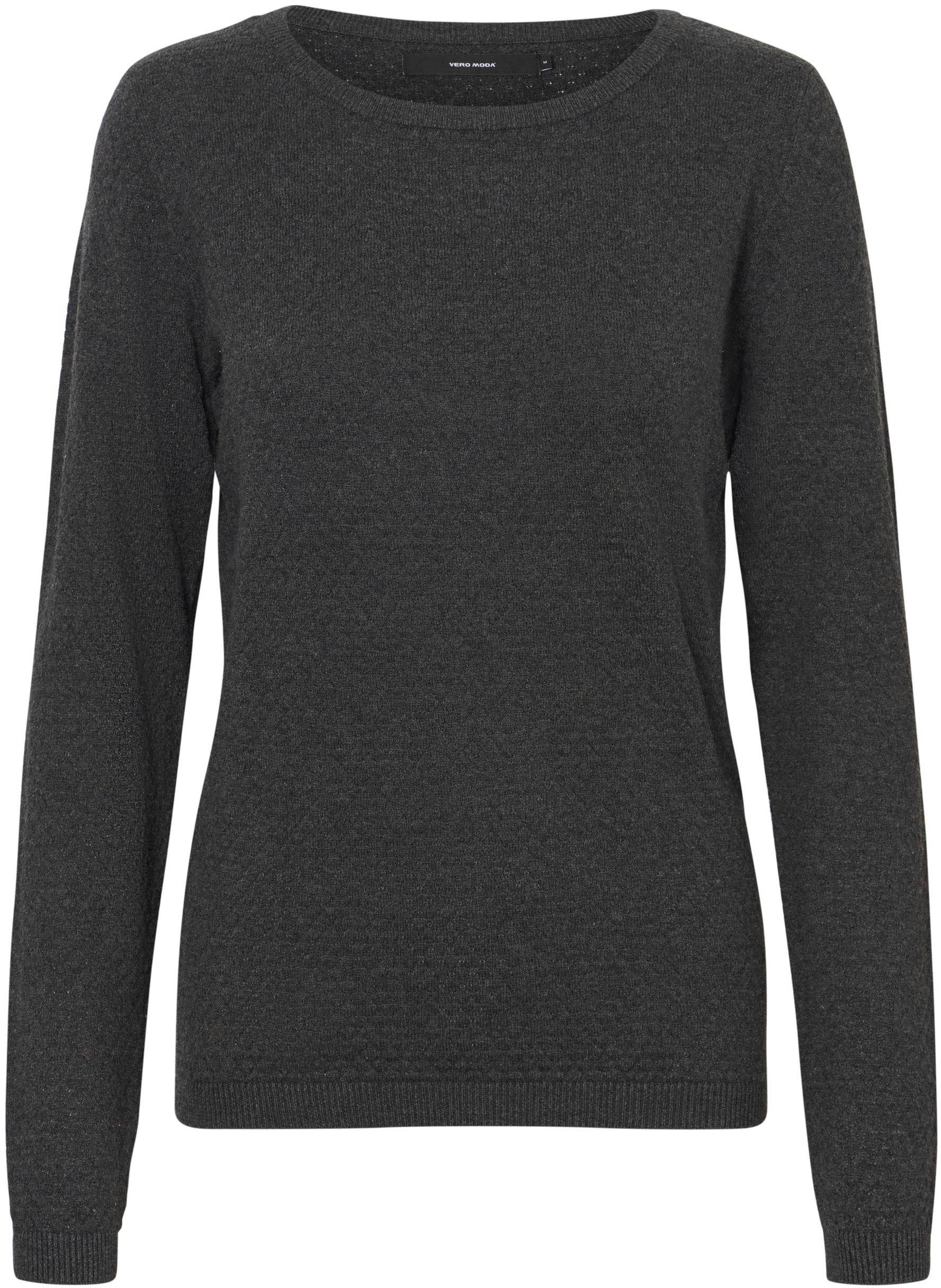 Vero Moda Rundhalspullover VMCARE STRUCTURE LS O-NECK BLOUSE aus Bio-Baumwolle dark grey melange