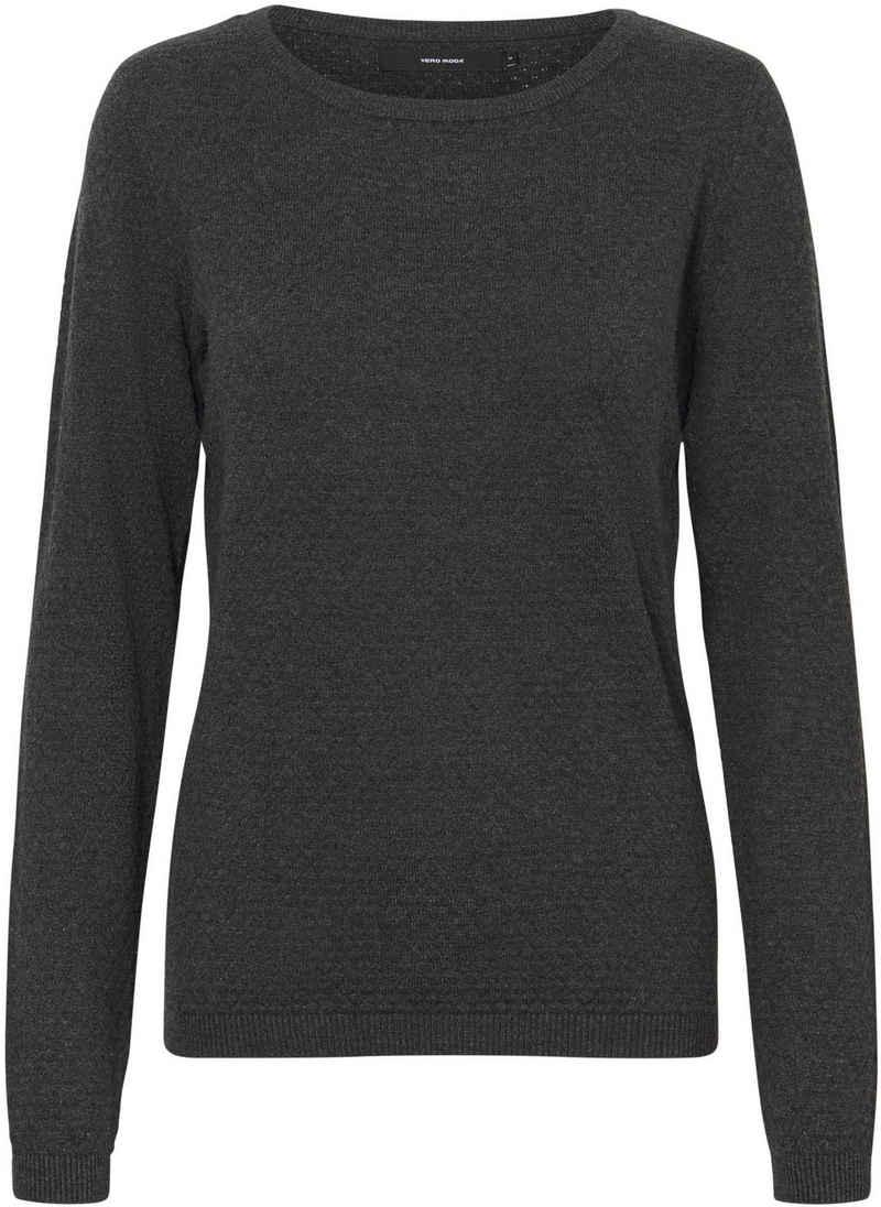 Vero Moda Rundhalspullover VMCARE STRUCTURE LS O-NECK BLOUSE aus Bio-Baumwolle