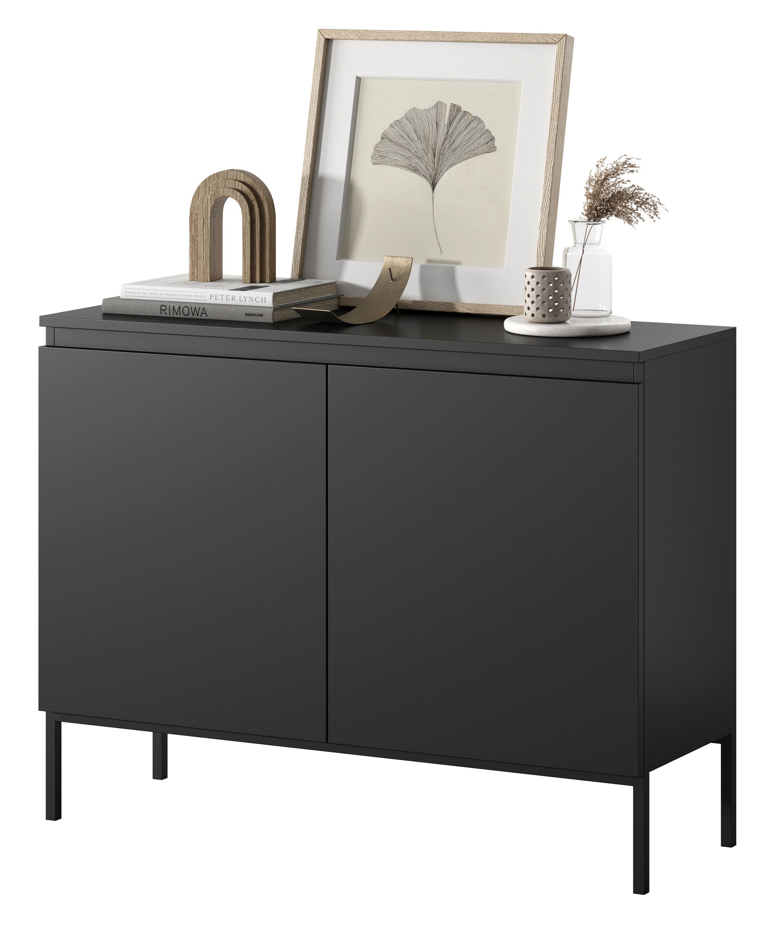 Selsey Sideboard BEMMI, 2-türig mit 4 Fächern, Metallgestell in Schwarz