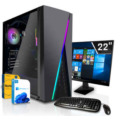 SYSTEMTREFF Gaming-PC-Komplettsystem (22", AMD Ryzen 5 5600G, AMD Radeon RX Vega - 7 Core, 16 GB RAM, 2000 GB HDD)
